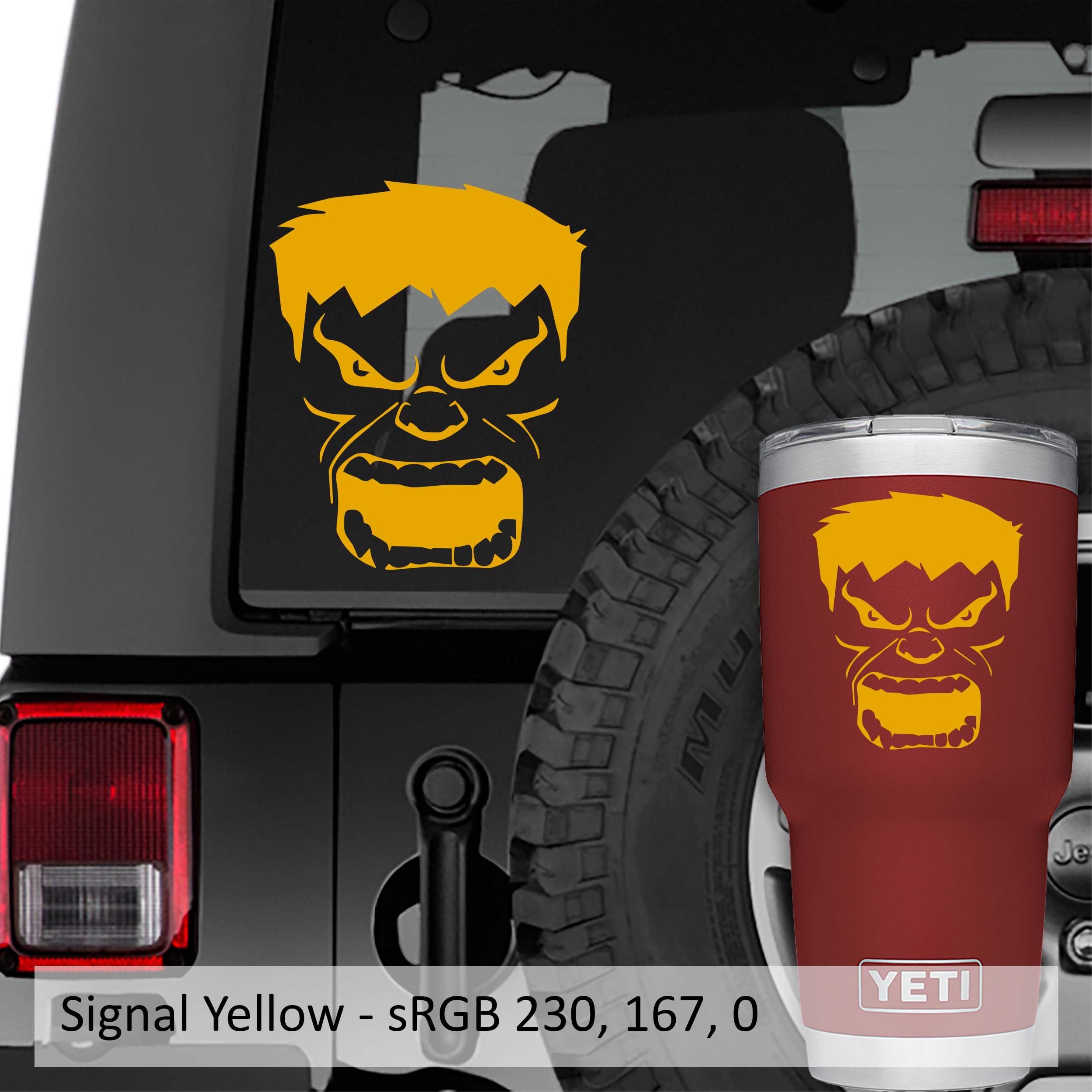 Angry Incredible Hulk Face Vinyl Decal