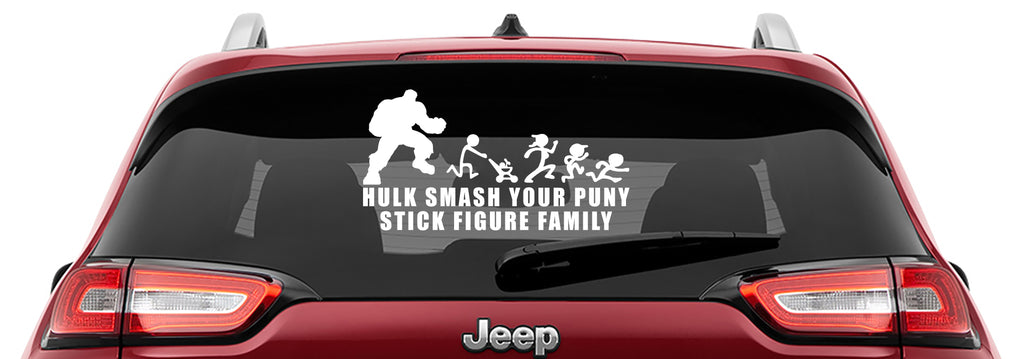 Hulk Smash Your Puny Stick Figure Family Vinyl Decal