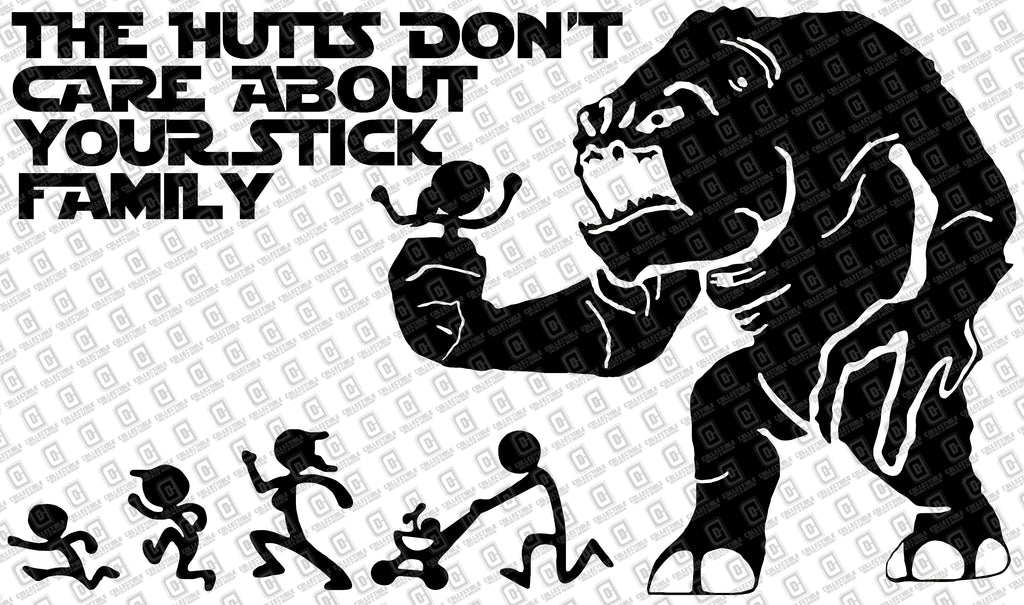 The Hutts Don't Care Your Stick Figure Family Vinyl Decal
