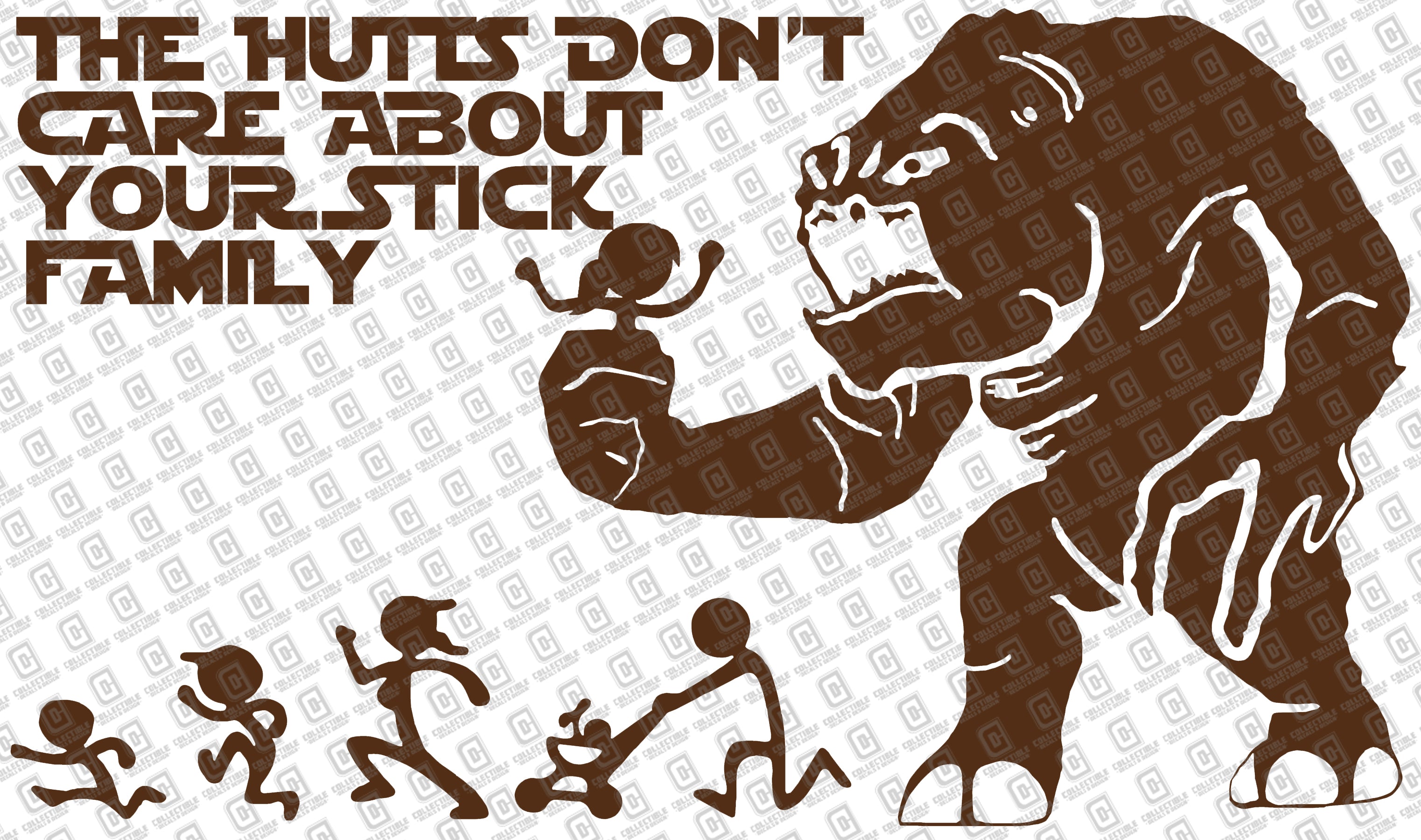 The Hutts Don't Care Your Stick Figure Family Vinyl Decal