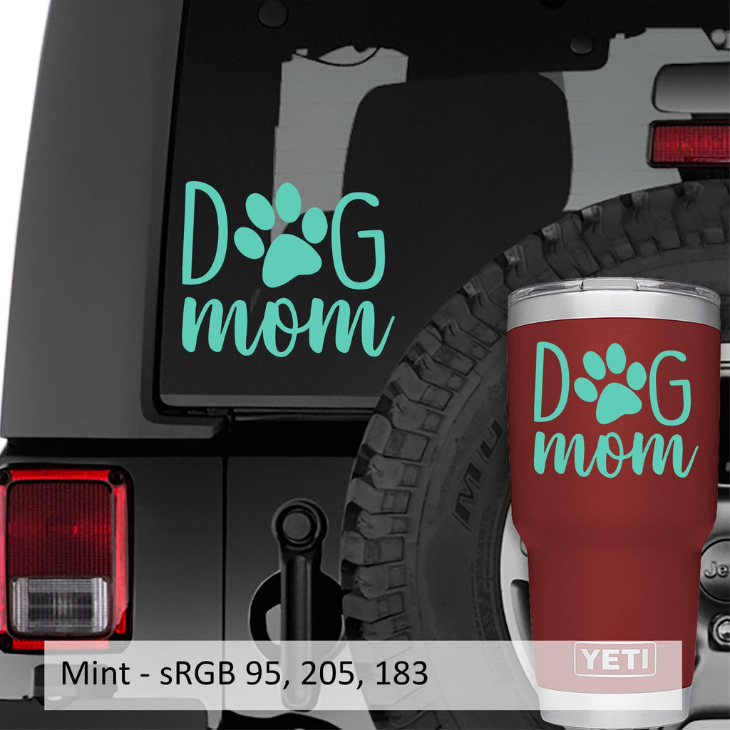 Dog Mom with Paw Print Vinyl Transfer Decal | Pet Owner Fur Baby Design | Animal Lover Car Window Decal