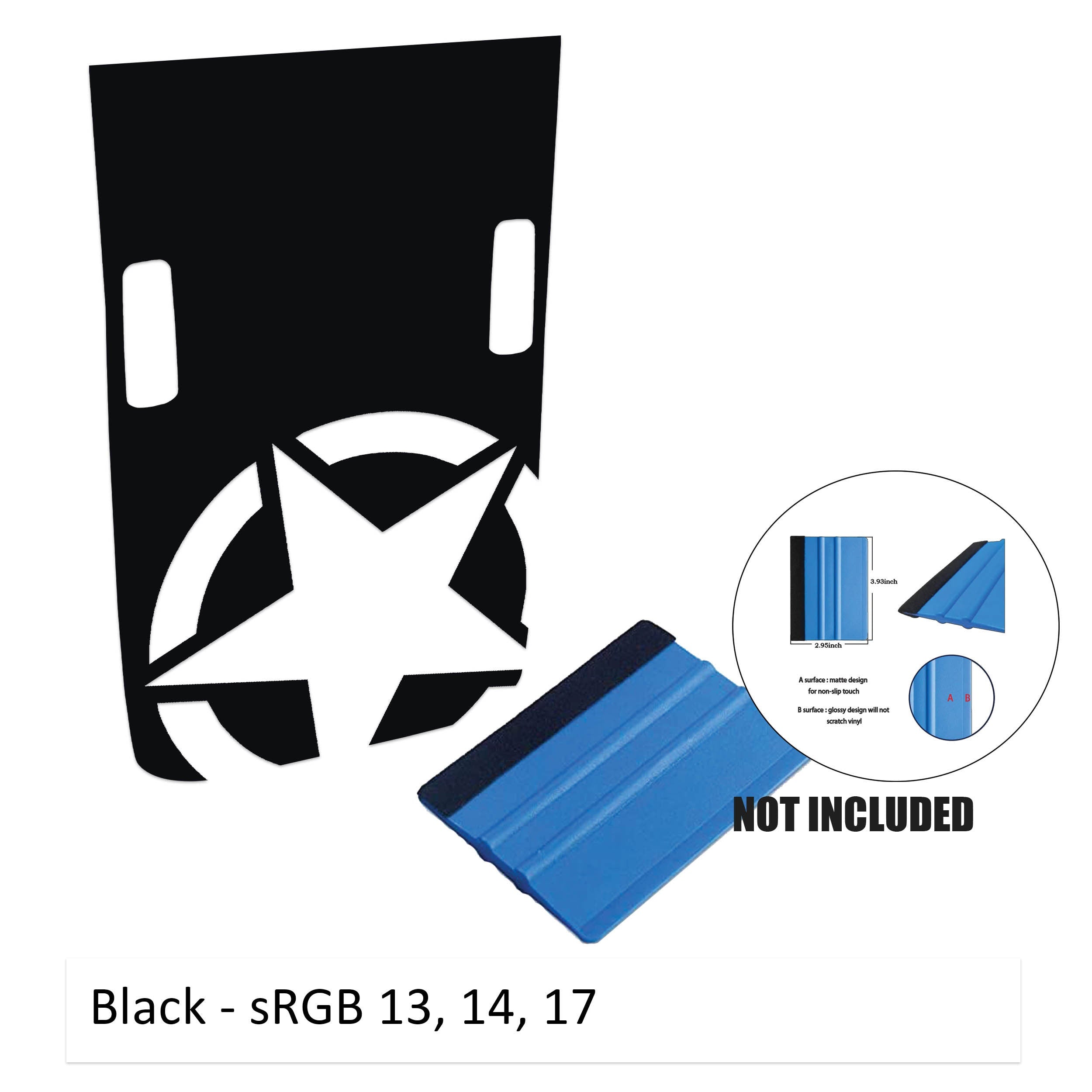 Corner Alpha Romeo Military Star Power-Dome Blackout Vinyl Hood Decal - Fits 2018+ Jeep Wrangler JL/Jeep Gladiator JT Rubicon Models