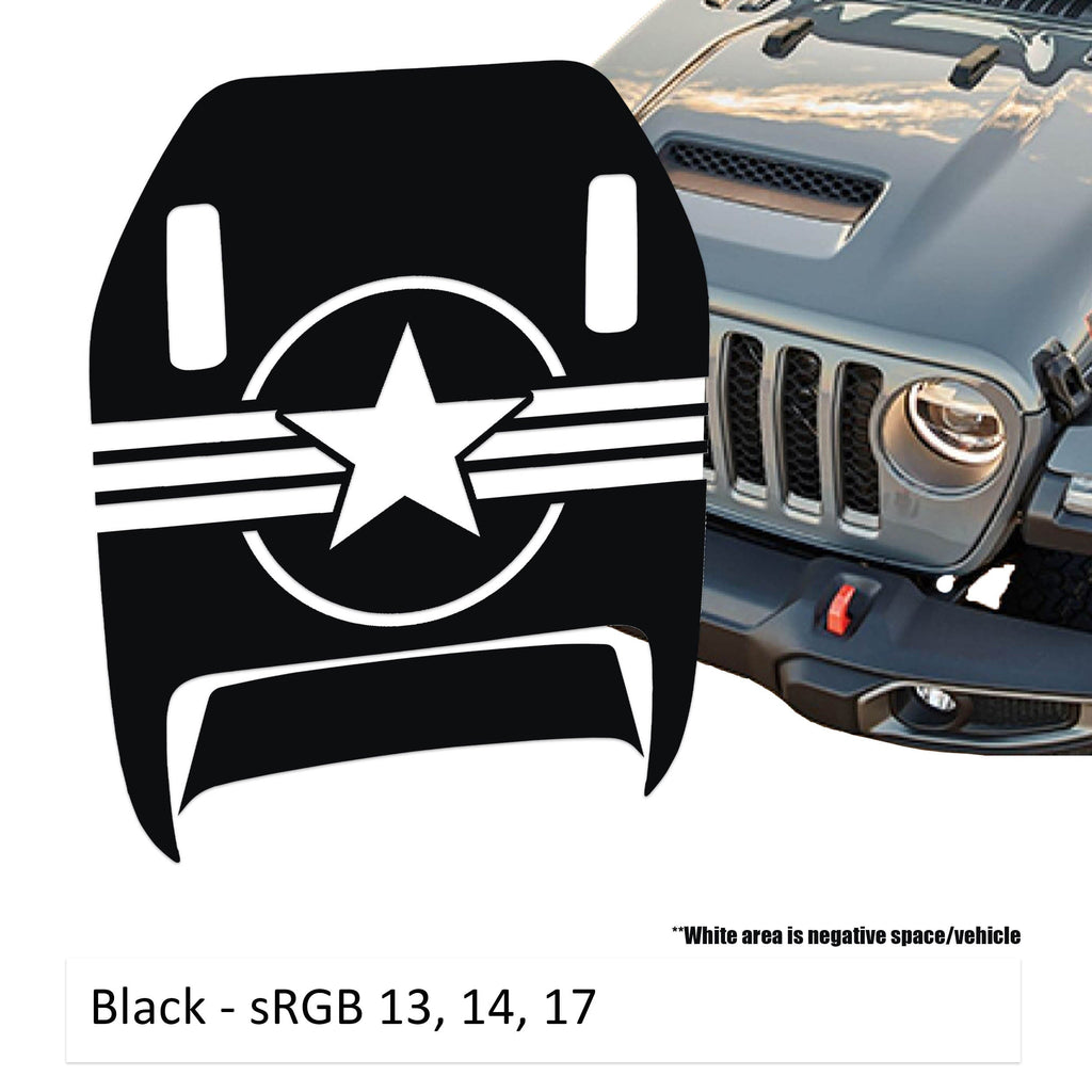 US Military Roundel v2 Clawed Foot Hood Decal Set - Fits Wrangler 392 & Gladiator Mojave Hoods