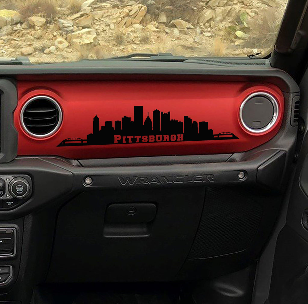 City Skyline Silhouette Dashboard Vinyl Decal - Fits 2018+ Jeep Wrangler JL/Jeep Gladiator JT