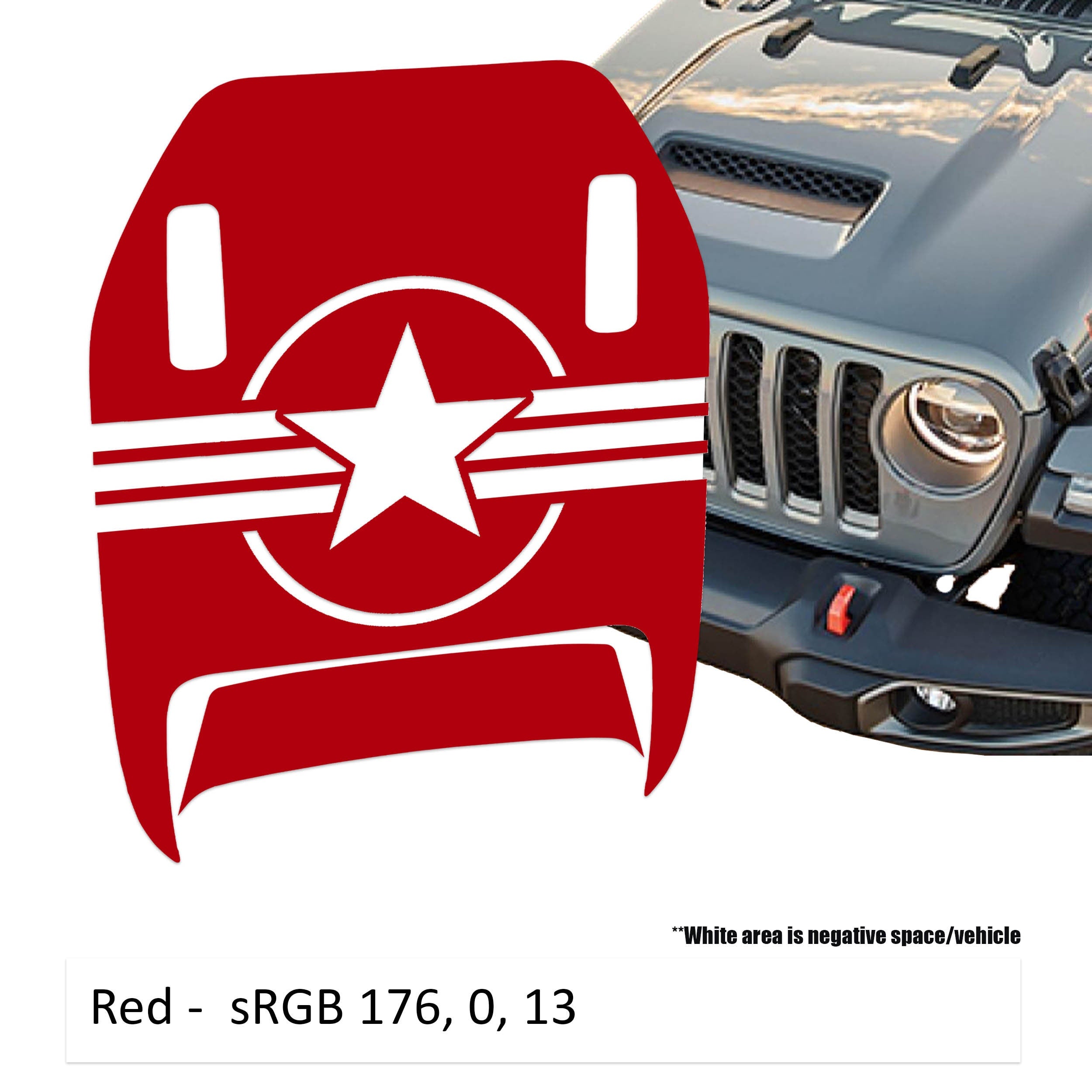 US Military Roundel v2 Clawed Foot Hood Decal Set - Fits Wrangler 392 & Gladiator Mojave Hoods
