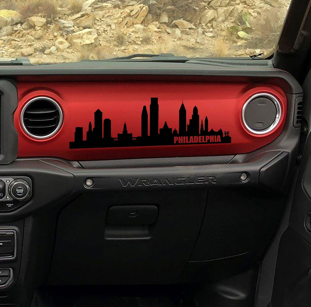 City Skyline Silhouette Dashboard Vinyl Decal - Fits 2018+ Jeep Wrangler JL/Jeep Gladiator JT