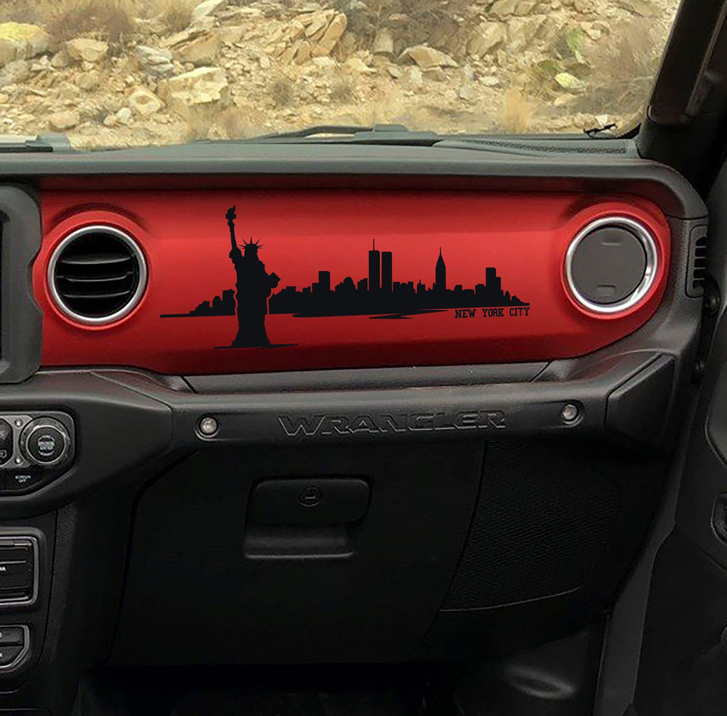 City Skyline Silhouette Dashboard Vinyl Decal - Fits 2018+ Jeep Wrangler JL/Jeep Gladiator JT