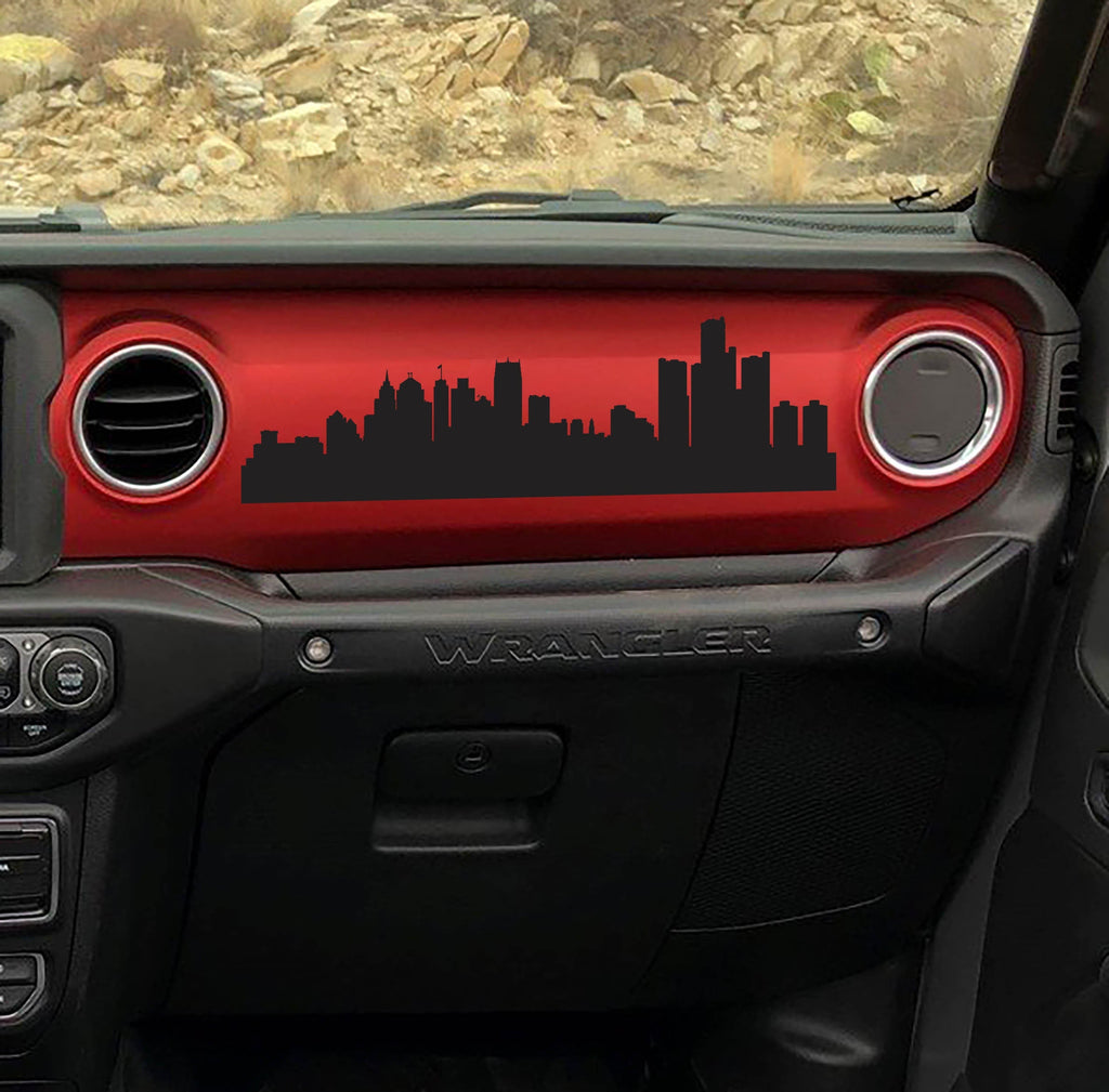 City Skyline Silhouette Dashboard Vinyl Decal - Fits 2018+ Jeep Wrangler JL/Jeep Gladiator JT