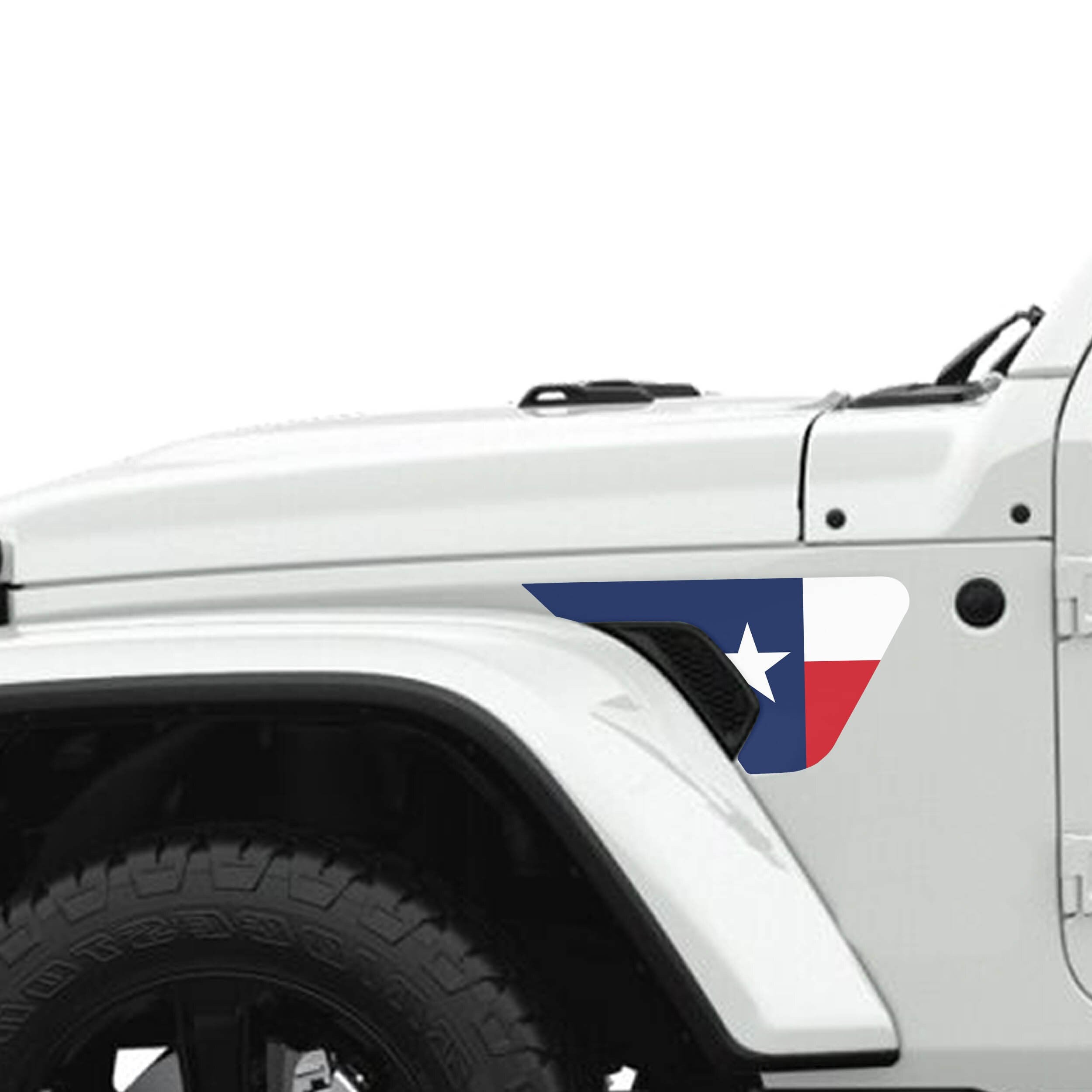 Texas Lone Star State Flag 2pc Vinyl Fender Decal Set - Fits Jeep Wrangler JL/Jeep Gladiator JT 2018+