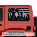 Wolf Mountain American Flag JKU Hardtop Window Decal Set - Fits Jeep Wrangler Four Door JKU 2007 - 2018