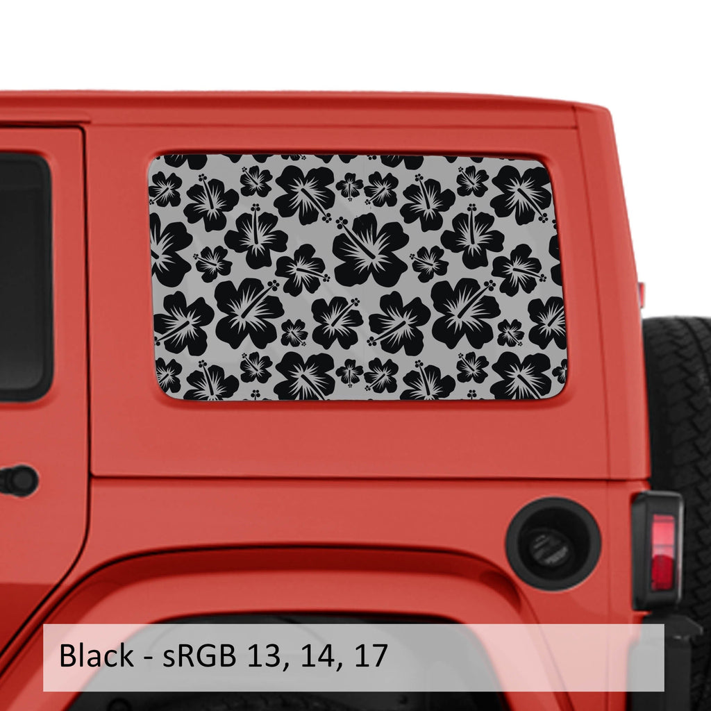 Hawaiian Hibiscus Floral Pattern Hardtop Window Decal Set - Fits Jeep Wrangler JKU 2007 - 2018