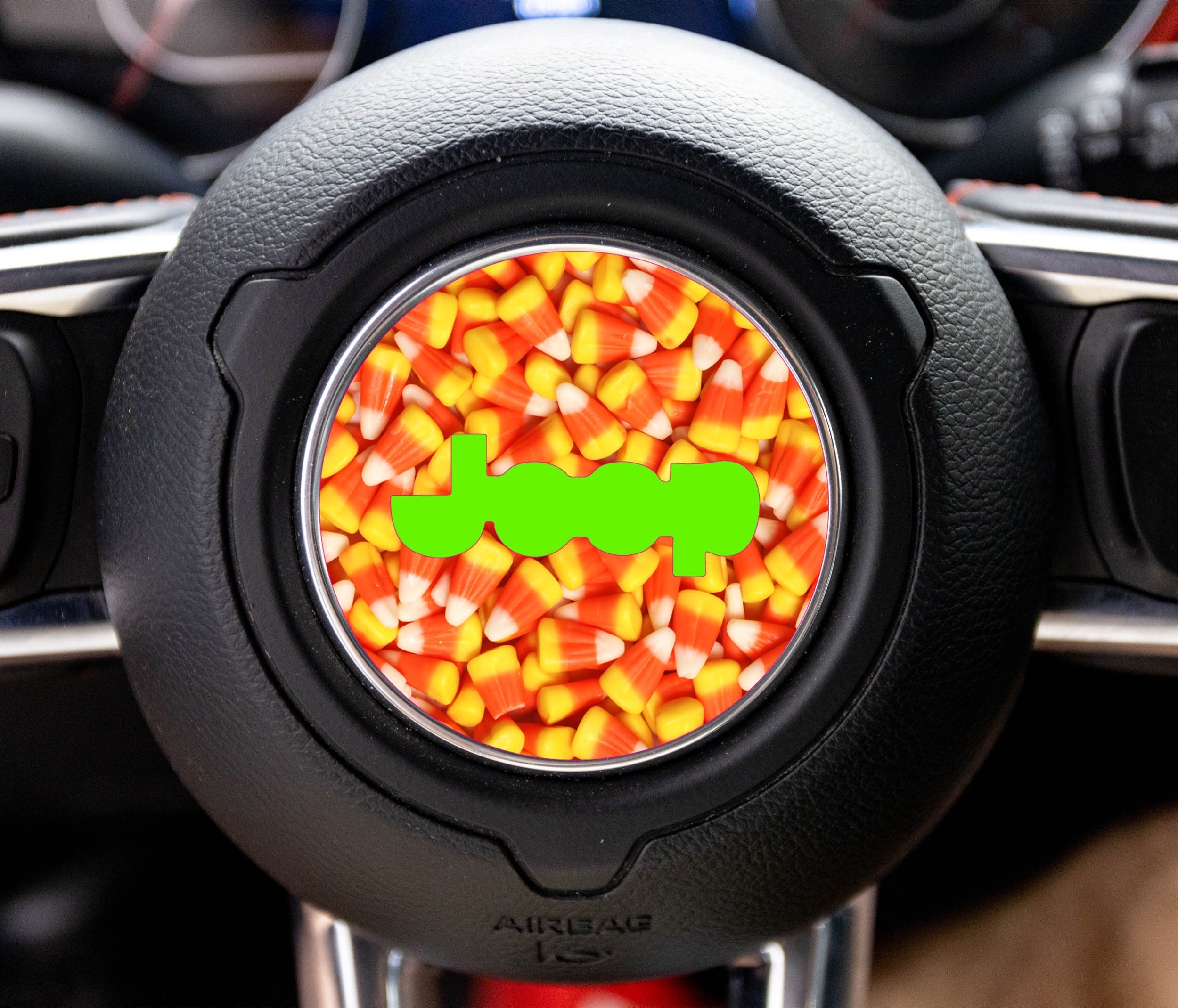 Candy Corn Print Steering Wheel Decal Overlay Halloween Accessory for Jeep Vehicles
