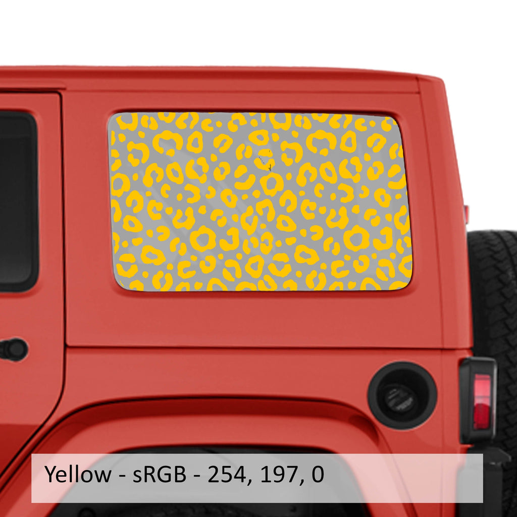 Leopard Cheetah Print Hardtop Rear Side Window Decal Set - Fits Jeep Wrangler 4-Door JKU 2007 - 2018