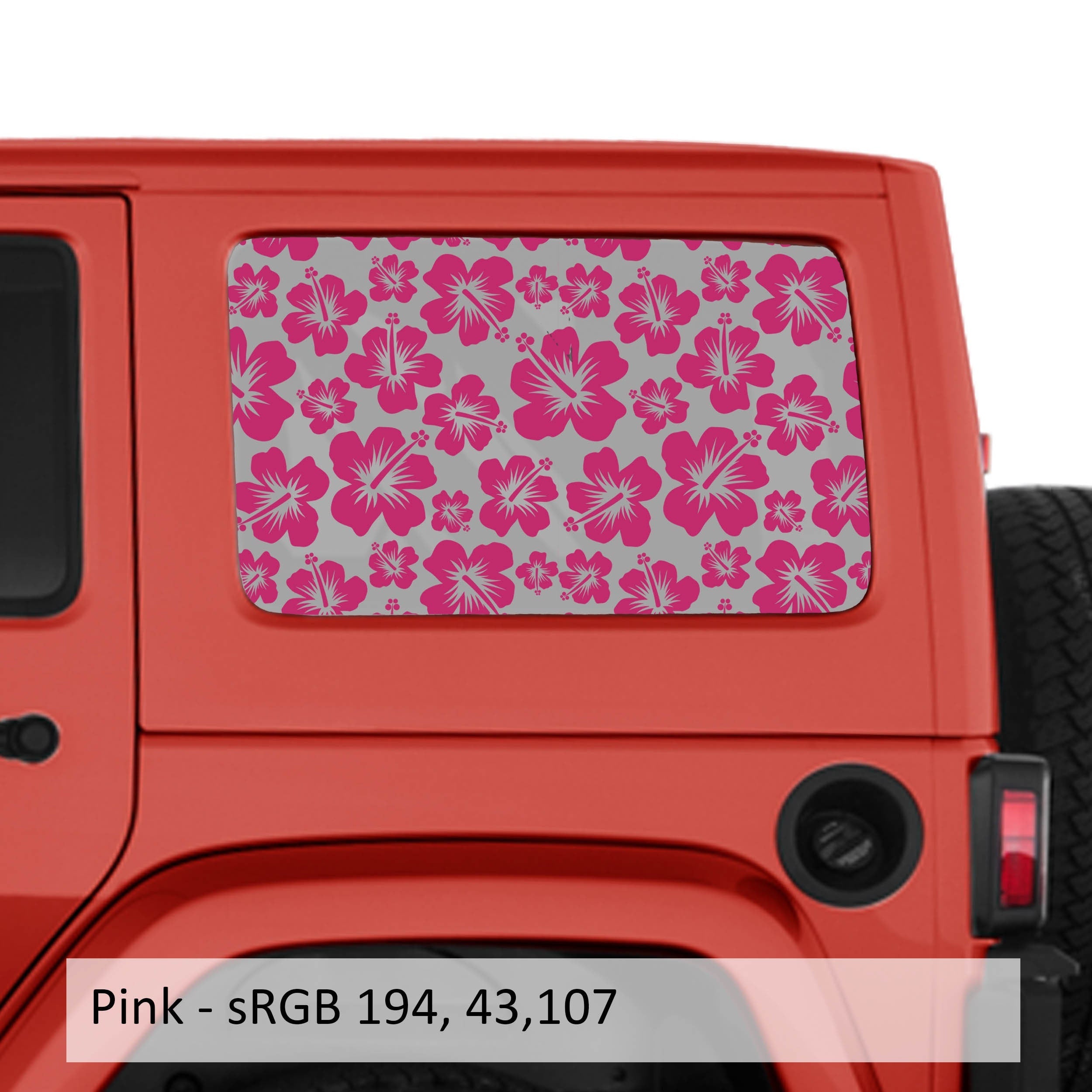 Hawaiian Hibiscus Floral Pattern Hardtop Window Decal Set - Fits Jeep Wrangler JKU 2007 - 2018