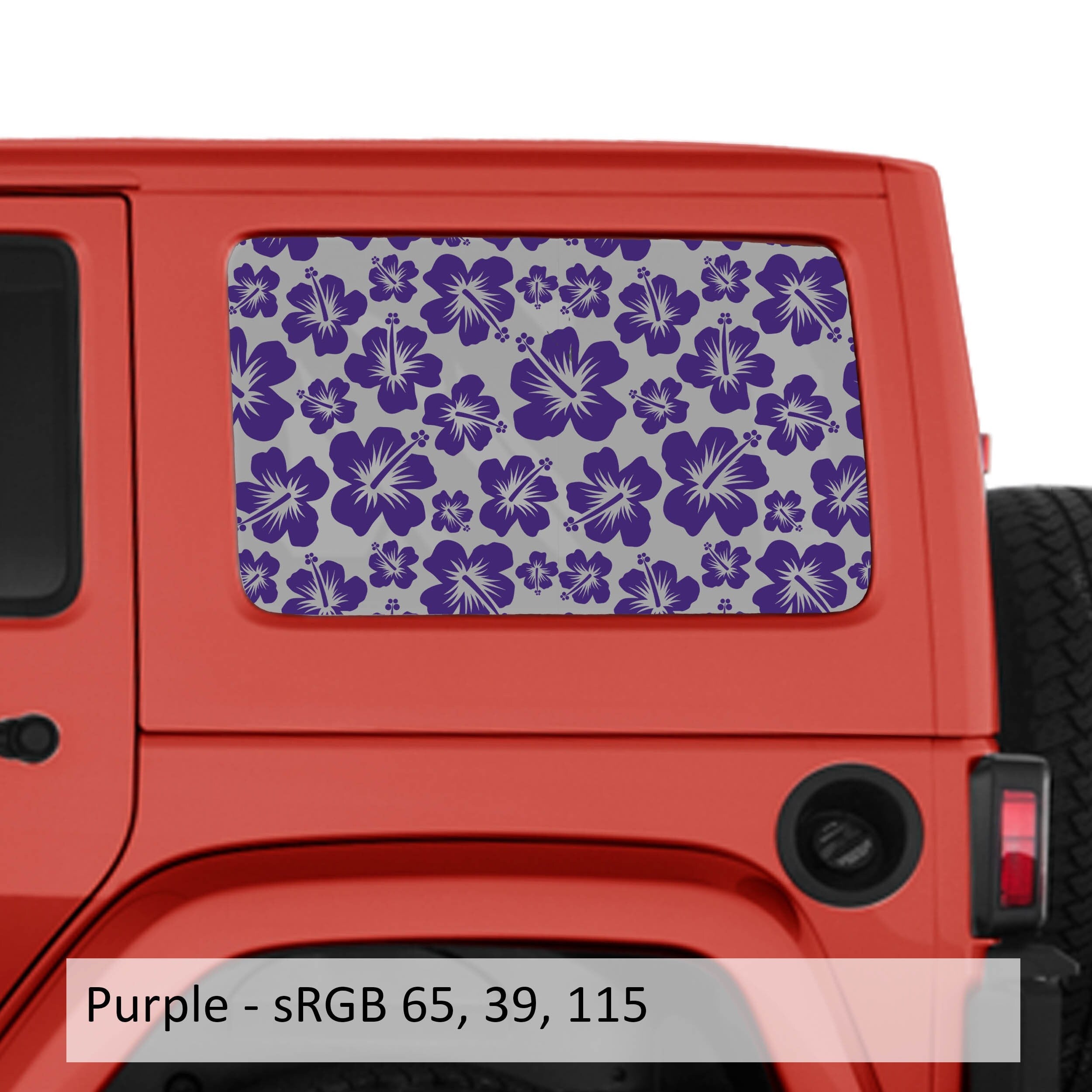Hawaiian Hibiscus Floral Pattern Hardtop Window Decal Set - Fits Jeep Wrangler JKU 2007 - 2018
