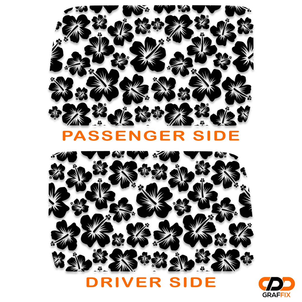 Hawaiian Hibiscus Floral Pattern Hardtop Window Decal Set - Fits Jeep Wrangler JKU 2007 - 2018