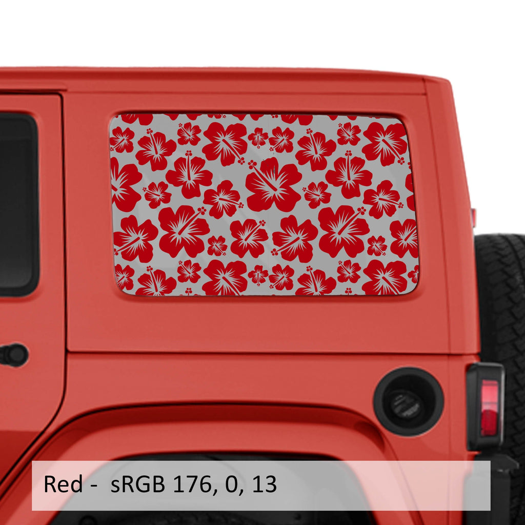 Hawaiian Hibiscus Floral Pattern Hardtop Window Decal Set - Fits Jeep Wrangler JKU 2007 - 2018