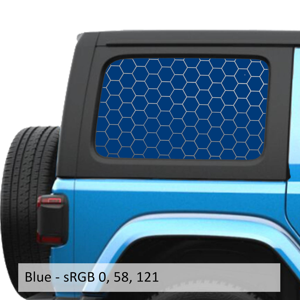 Honeycomb Hex Mesh Pattern Hardtop Window Decal Set - Fits Jeep Wrangler JLU 2018+