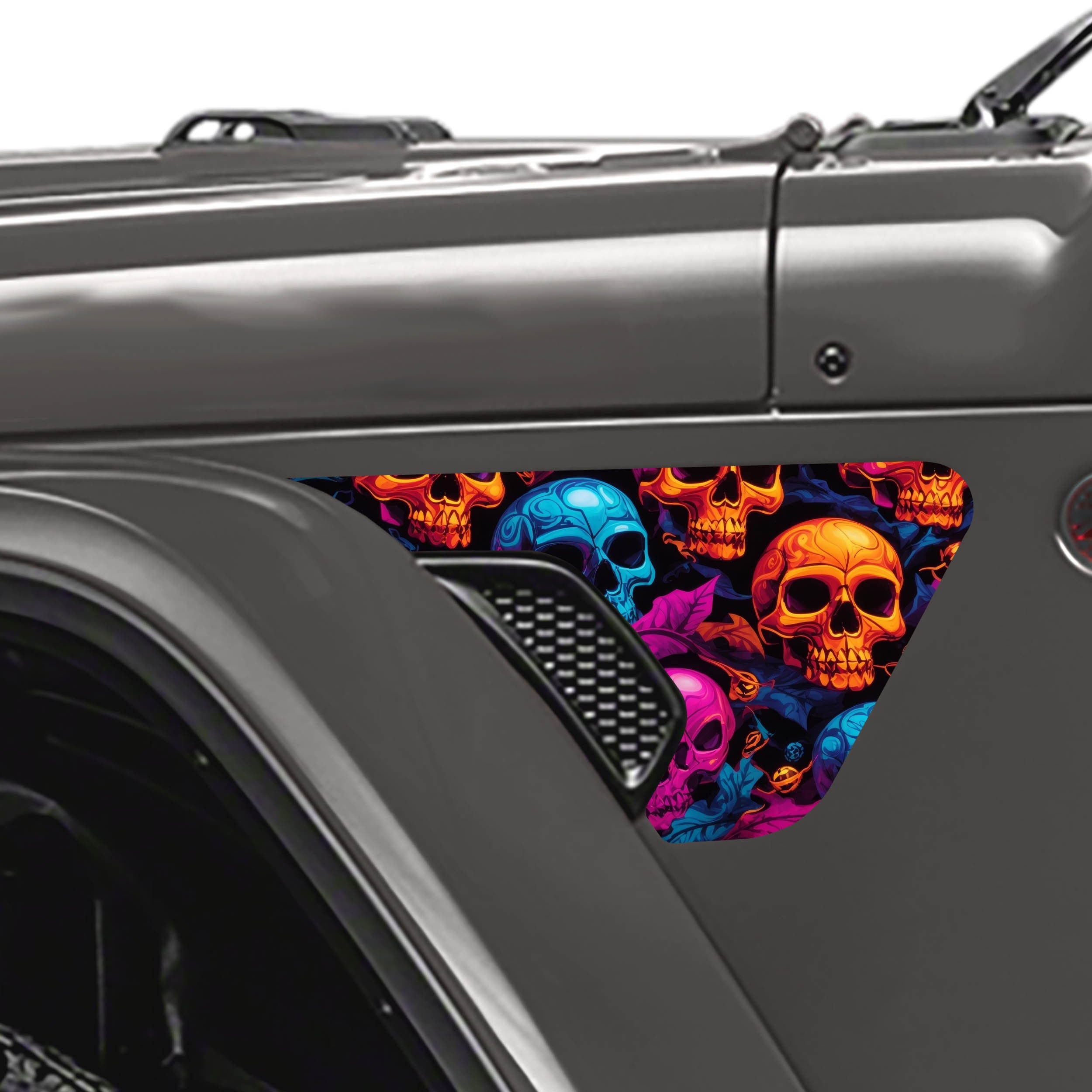 Skulls & Pumpkin 2pc Vinyl Fender Decal Set - Fits Jeep Wrangler JL/Jeep Gladiator JT 2018+