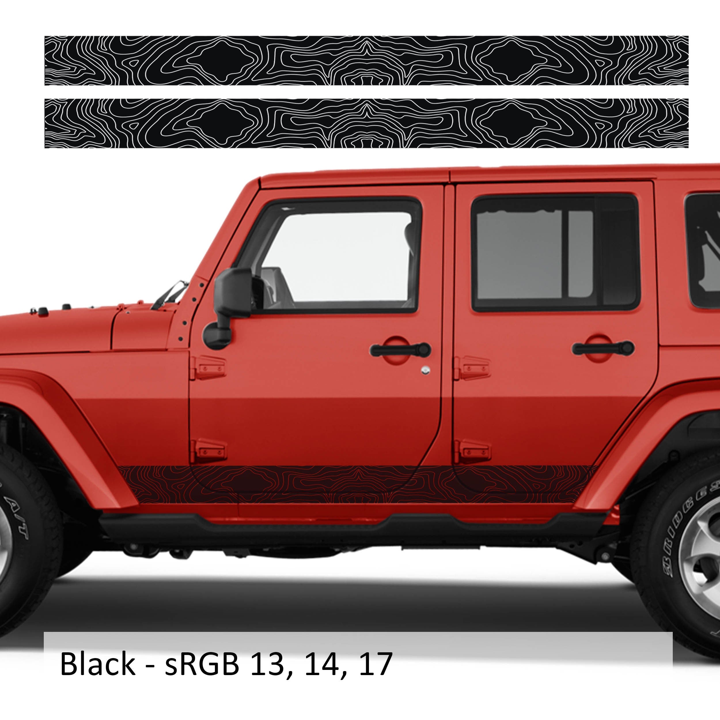 Topographic Body Side Skirt Stripe Kit - Fits 2007 -2018 JKU Wrangler Models