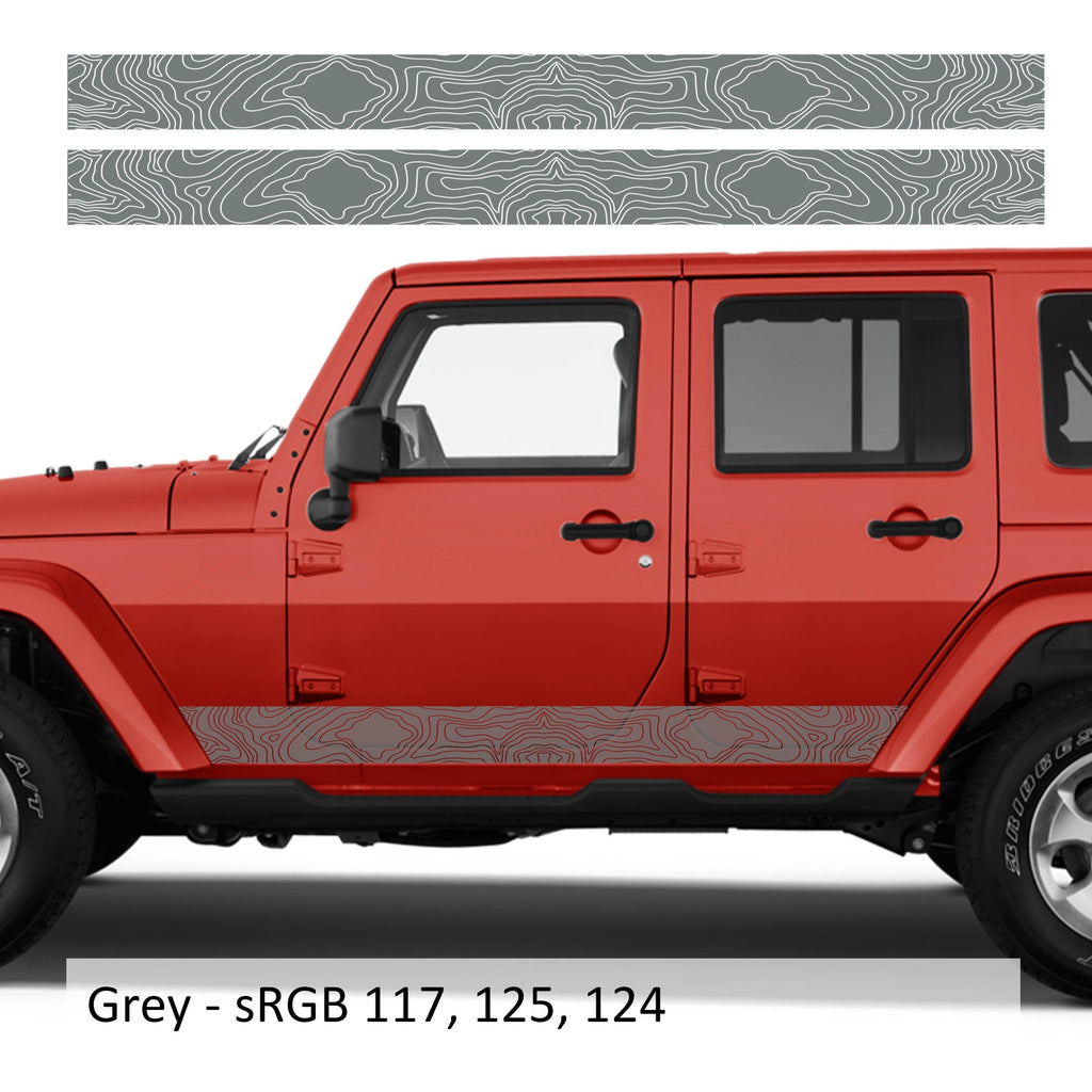 Topographic Body Side Skirt Stripe Kit - Fits 2007 -2018 JKU Wrangler Models