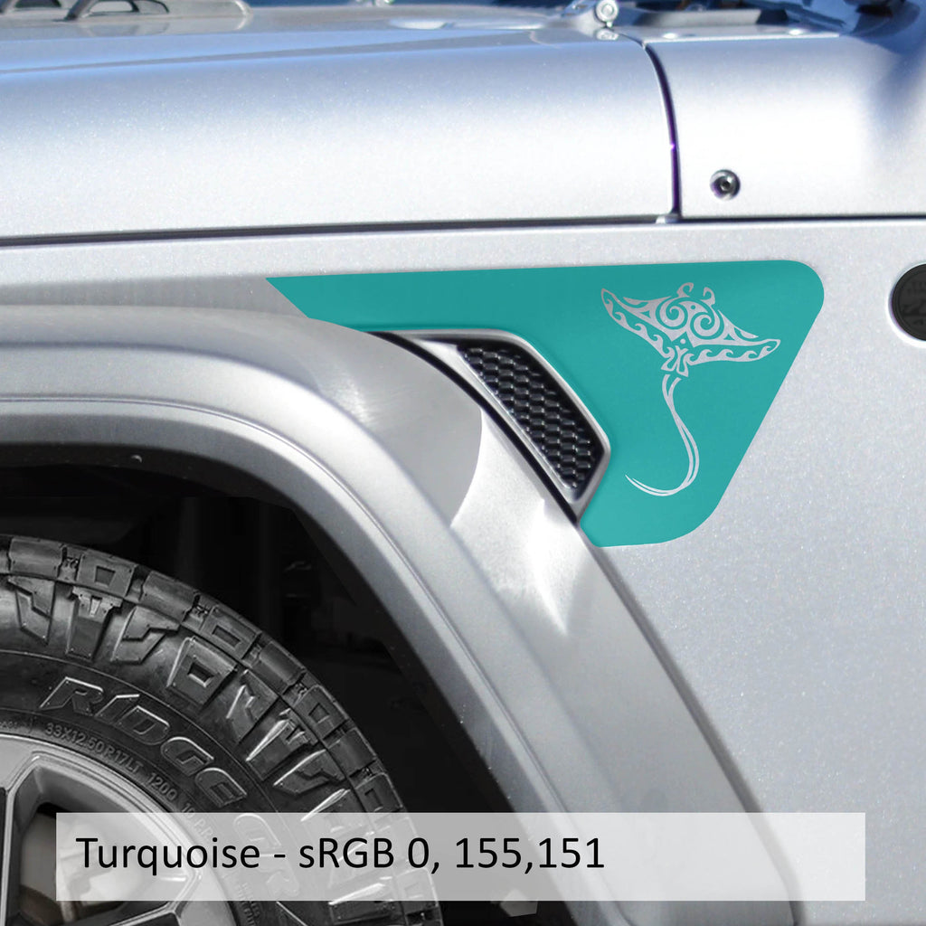 Tribal Stingray Fender Vent Vinyl Decal - Fits Jeep Wrangler JL/Jeep Gladiator JT 2018+