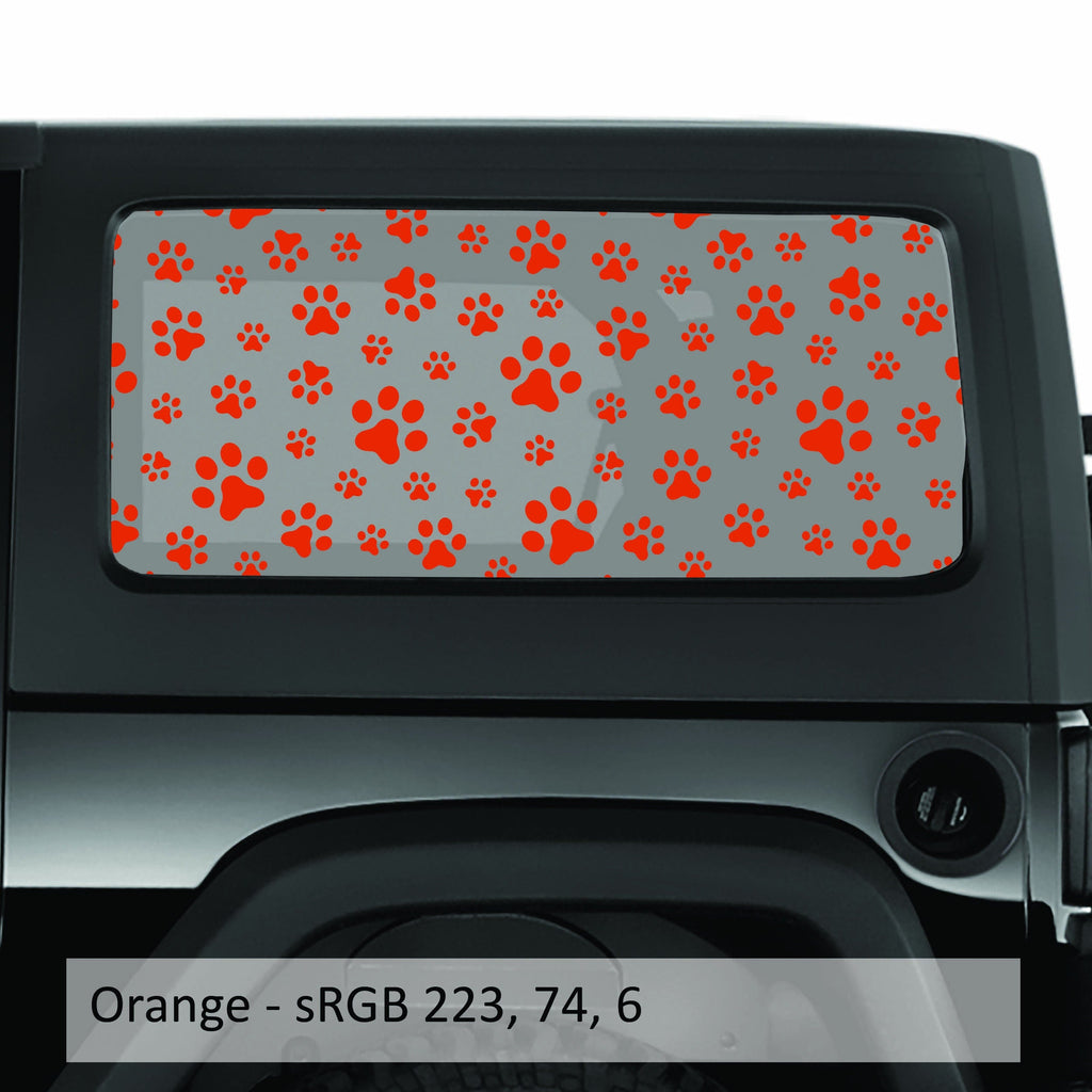 Puppy Dog Paw Print JK Hardtop Window Decal Set - Fits Jeep 2-Door Wrangler 2007 - 2018