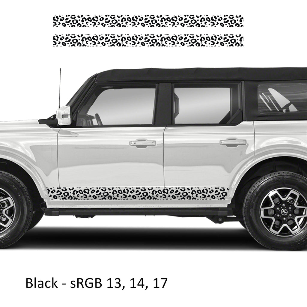 Leopard Print Side Skirt Stripe Kit Decals Fits Ford Bronco (4 Door) 2020 - Current