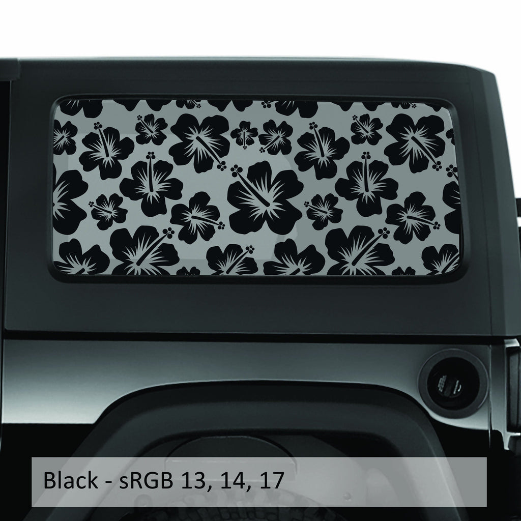 Hawaiian Hibiscus Floral Hardtop Window Decal Set - Fits Jeep 2-Door JK Wrangler 2007 - 2018