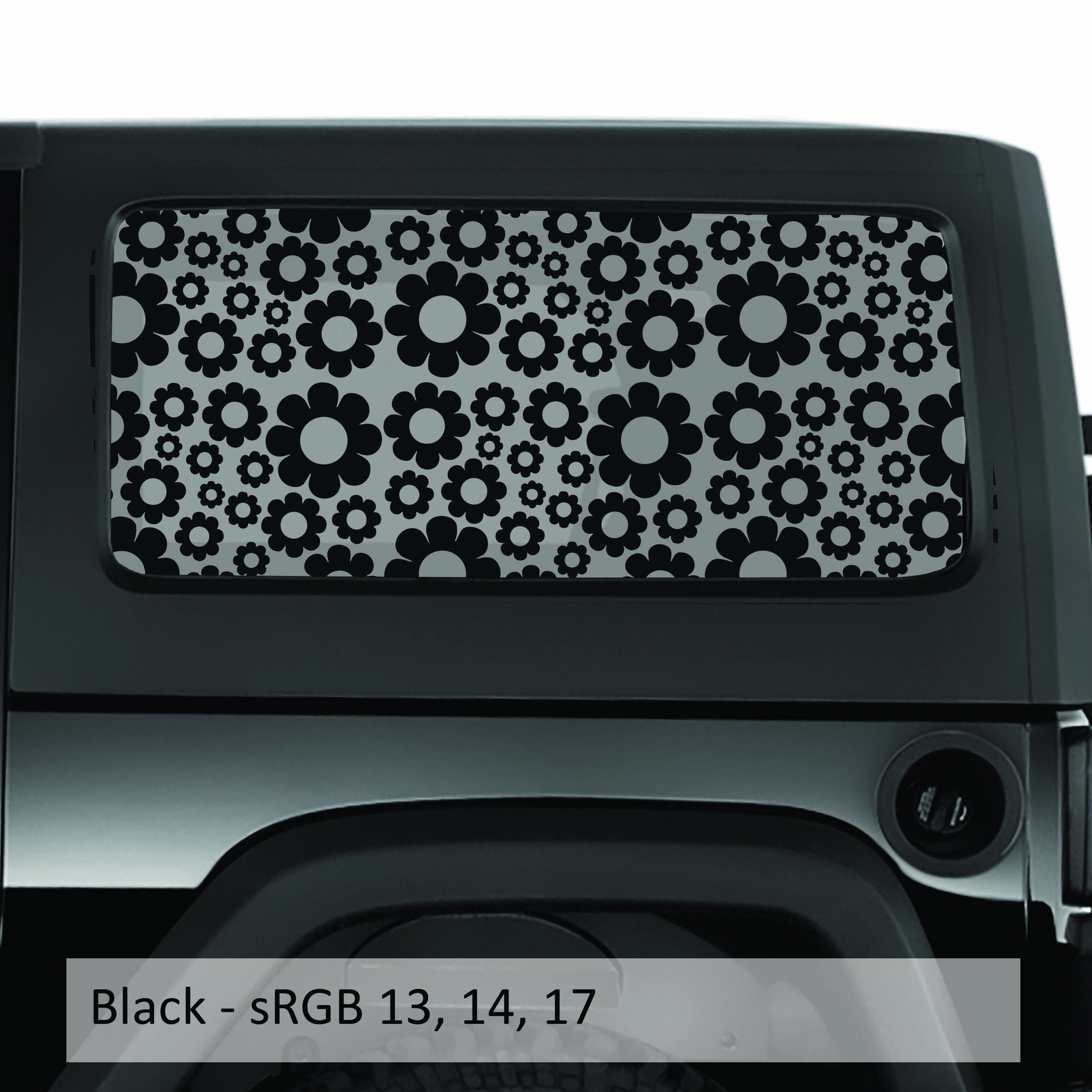 Daisy Pattern Hardtop Window Decal Set - Fits Jeep 2-Door JK Wrangler 2007 - 2018