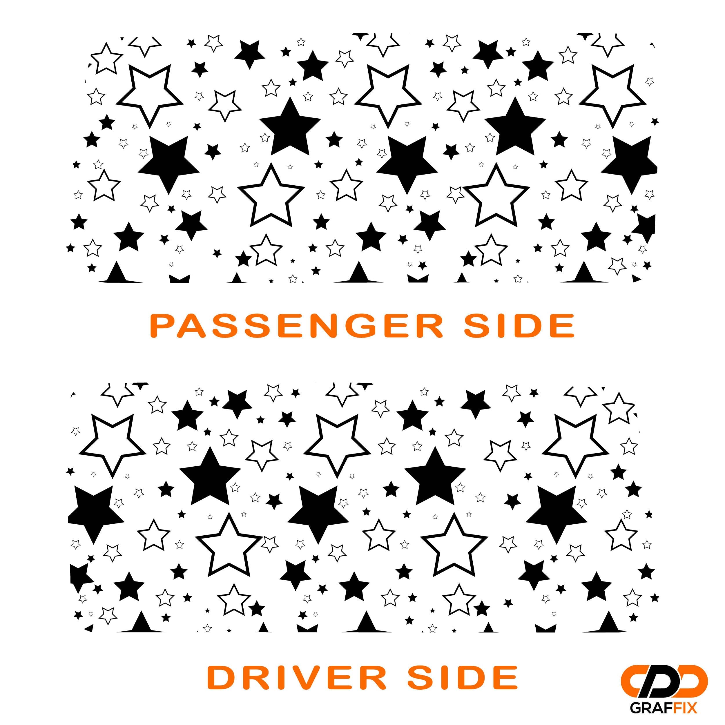 Stars Pattern Hardtop Window Decal Set - Fits Jeep 2-Door JK Wrangler 2007 - 2018