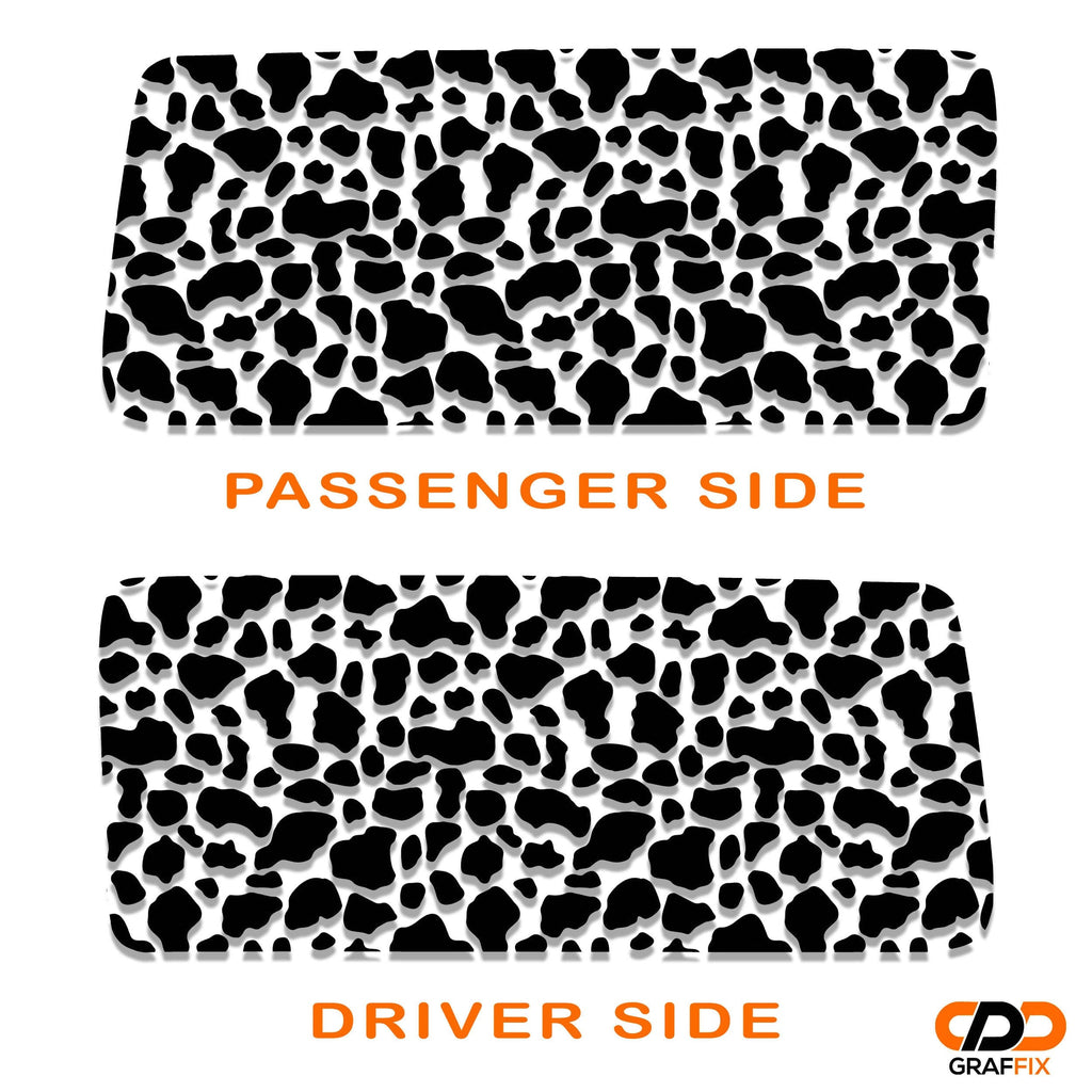Cow Print Pattern Hardtop Window Decal Set - Fits Jeep 2-Door JK Wrangler 2007 - 2018