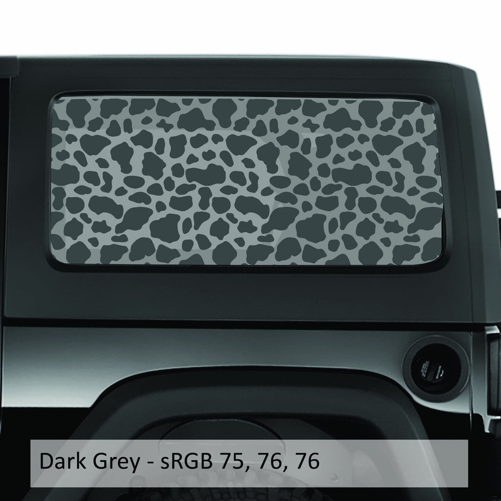 Cow Print Pattern Hardtop Window Decal Set - Fits Jeep 2-Door JK Wrangler 2007 - 2018