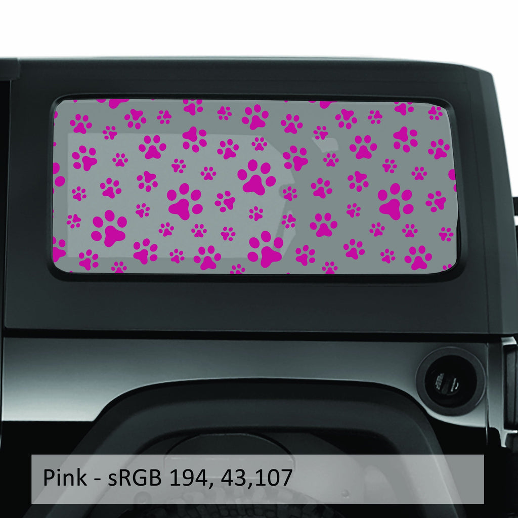 Puppy Dog Paw Print JK Hardtop Window Decal Set - Fits Jeep 2-Door Wrangler 2007 - 2018