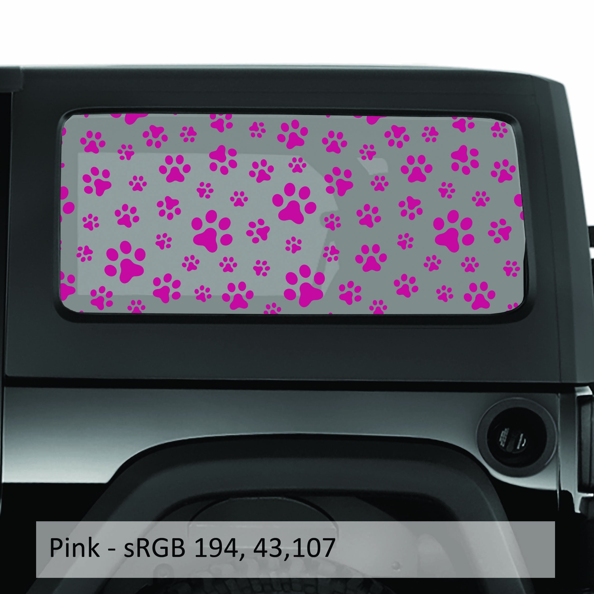Puppy Dog Paw Print JK Hardtop Window Decal Set - Fits Jeep 2-Door Wrangler 2007 - 2018
