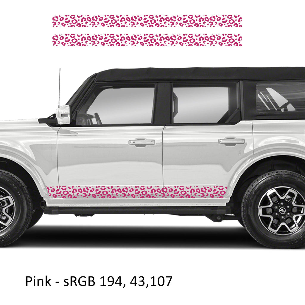 Leopard Print Side Skirt Stripe Kit Decals Fits Ford Bronco (4 Door) 2020 - Current