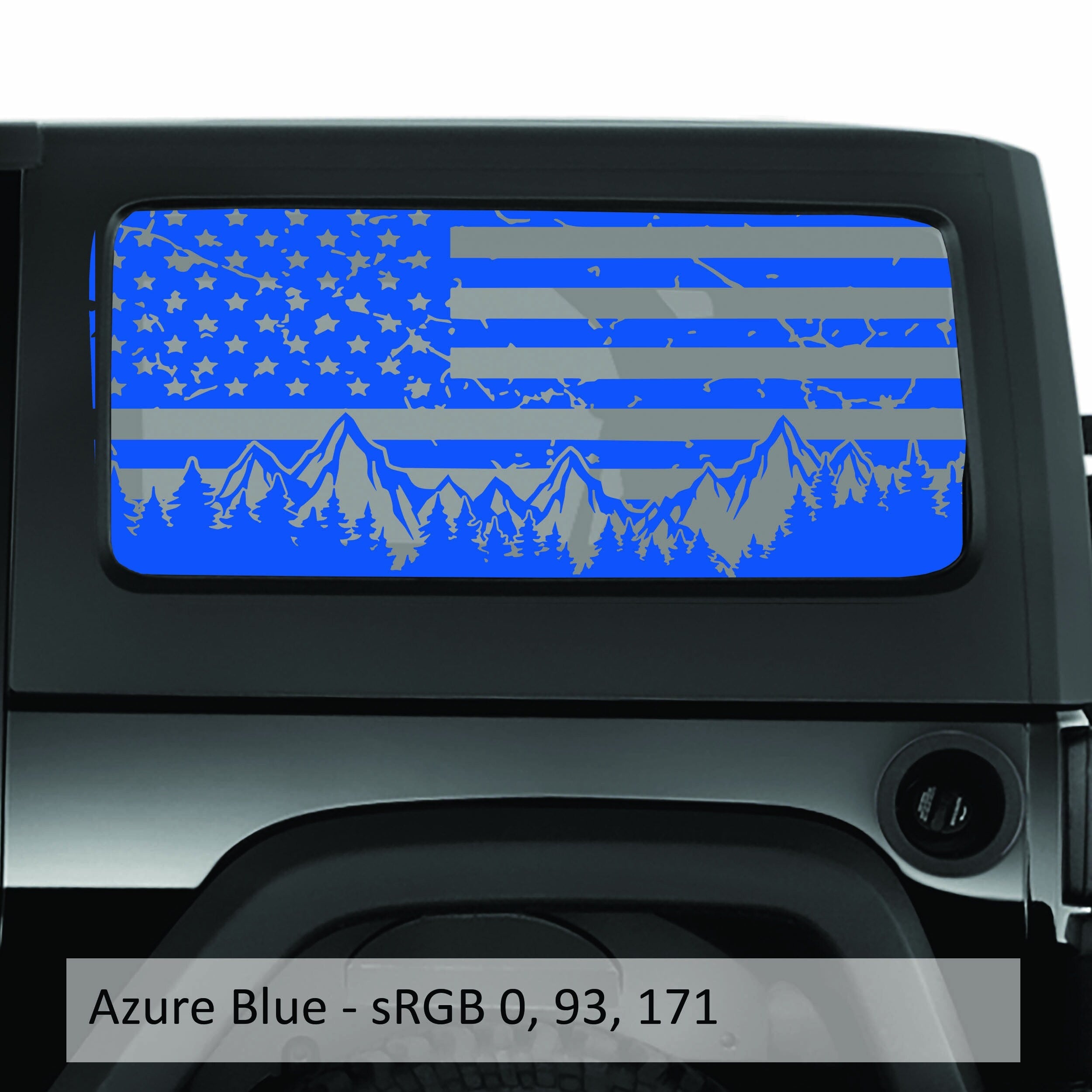 Mountain Tattered American Flag Window Decal Set | Fits Jeep Wrangler JK 2-Door 2007–2018 Hardtop | Patriotic Rear Side Graphic Kit