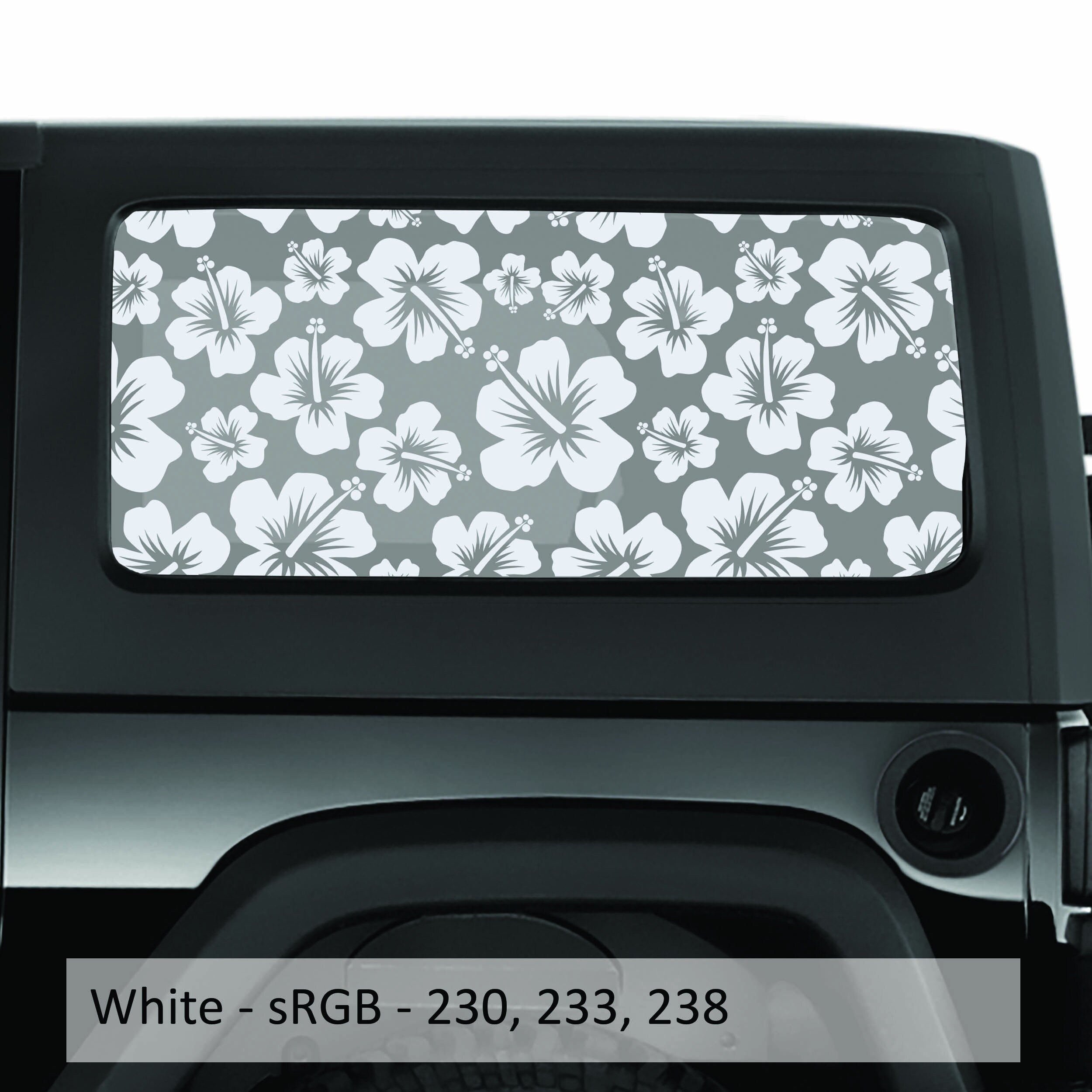 Hawaiian Hibiscus Floral Hardtop Window Decal Set - Fits Jeep 2-Door JK Wrangler 2007 - 2018