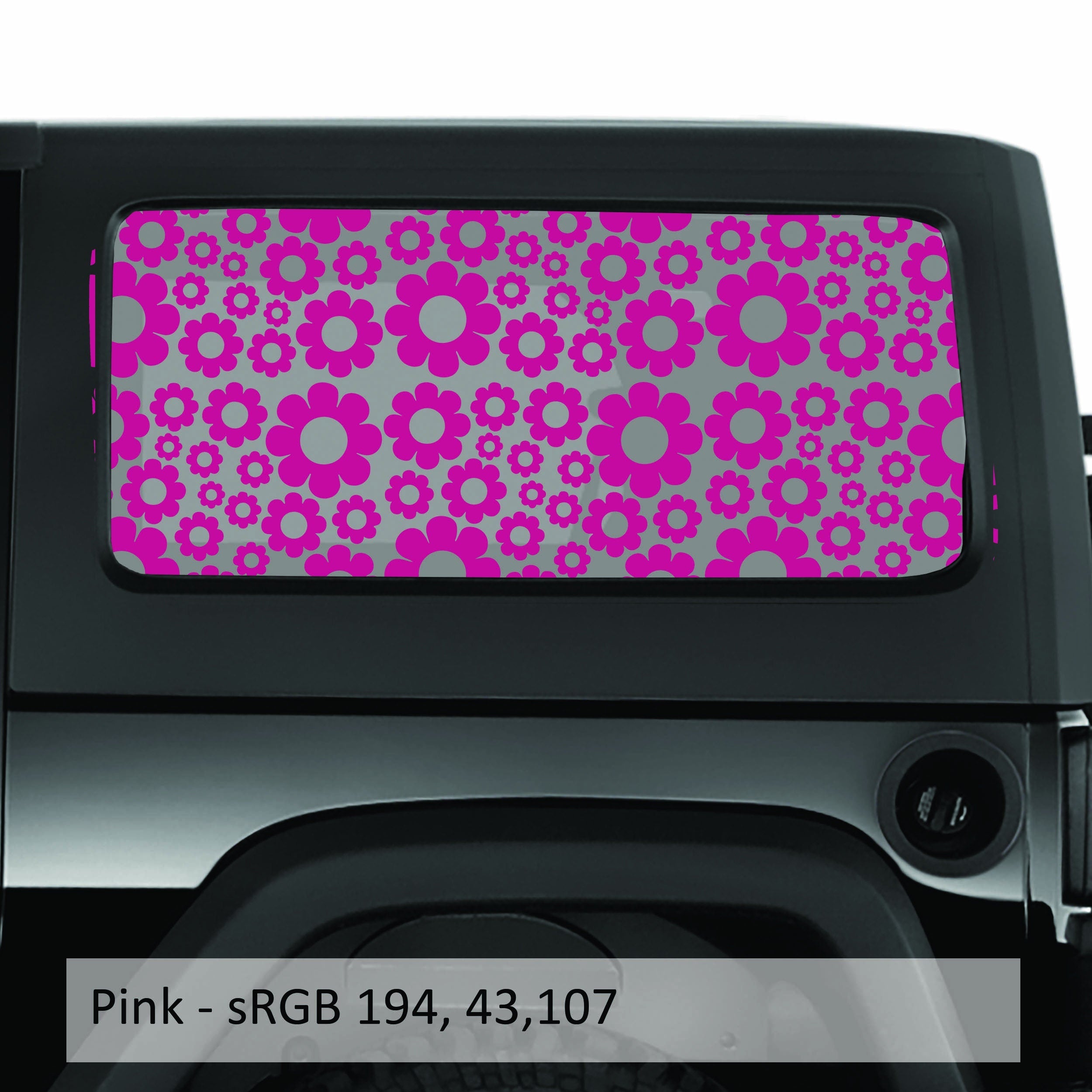 Daisy Pattern Hardtop Window Decal Set - Fits Jeep 2-Door JK Wrangler 2007 - 2018