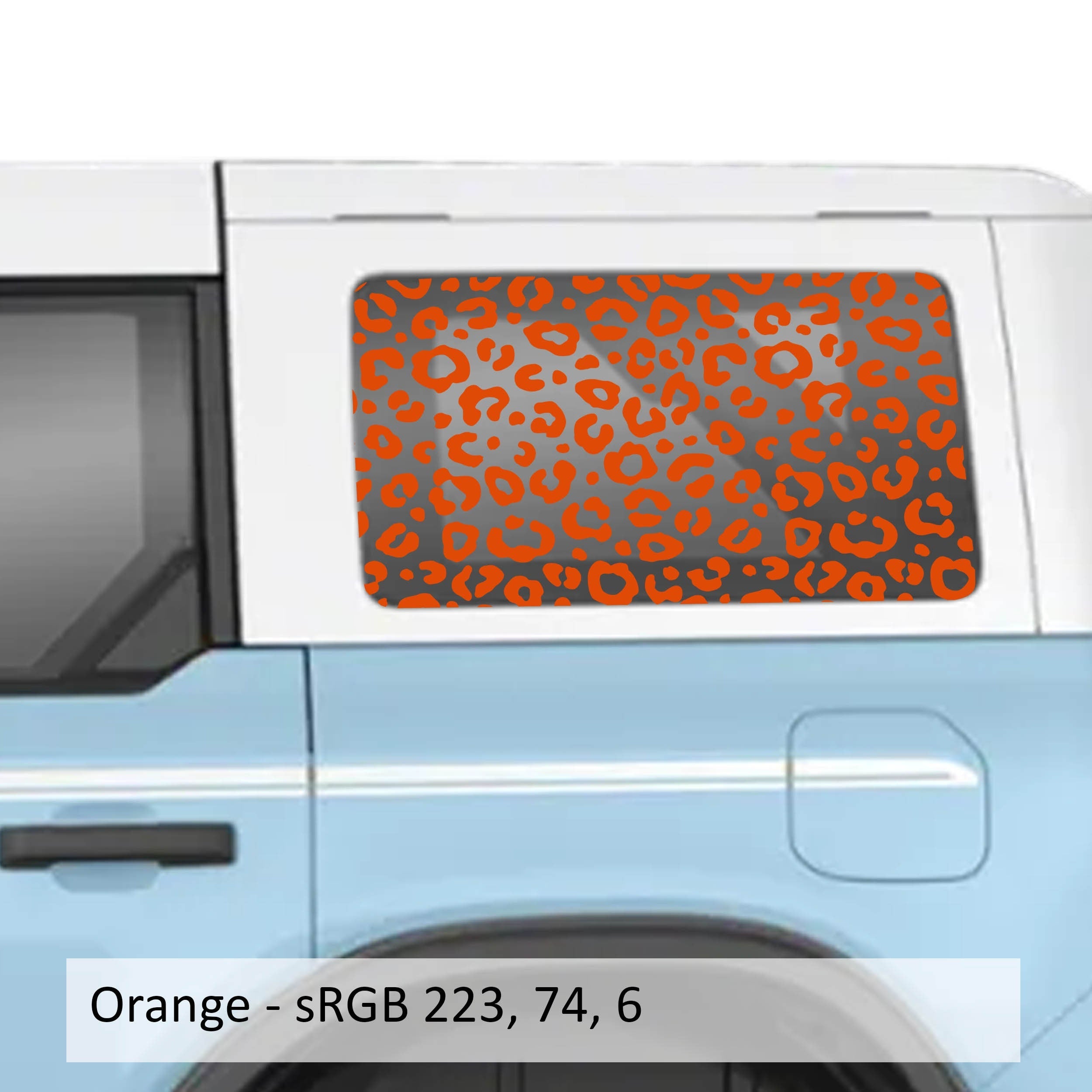Leopard Print Rear Quarter Window Decals Fits 2021+ 4 Door Bronco Hardtops
