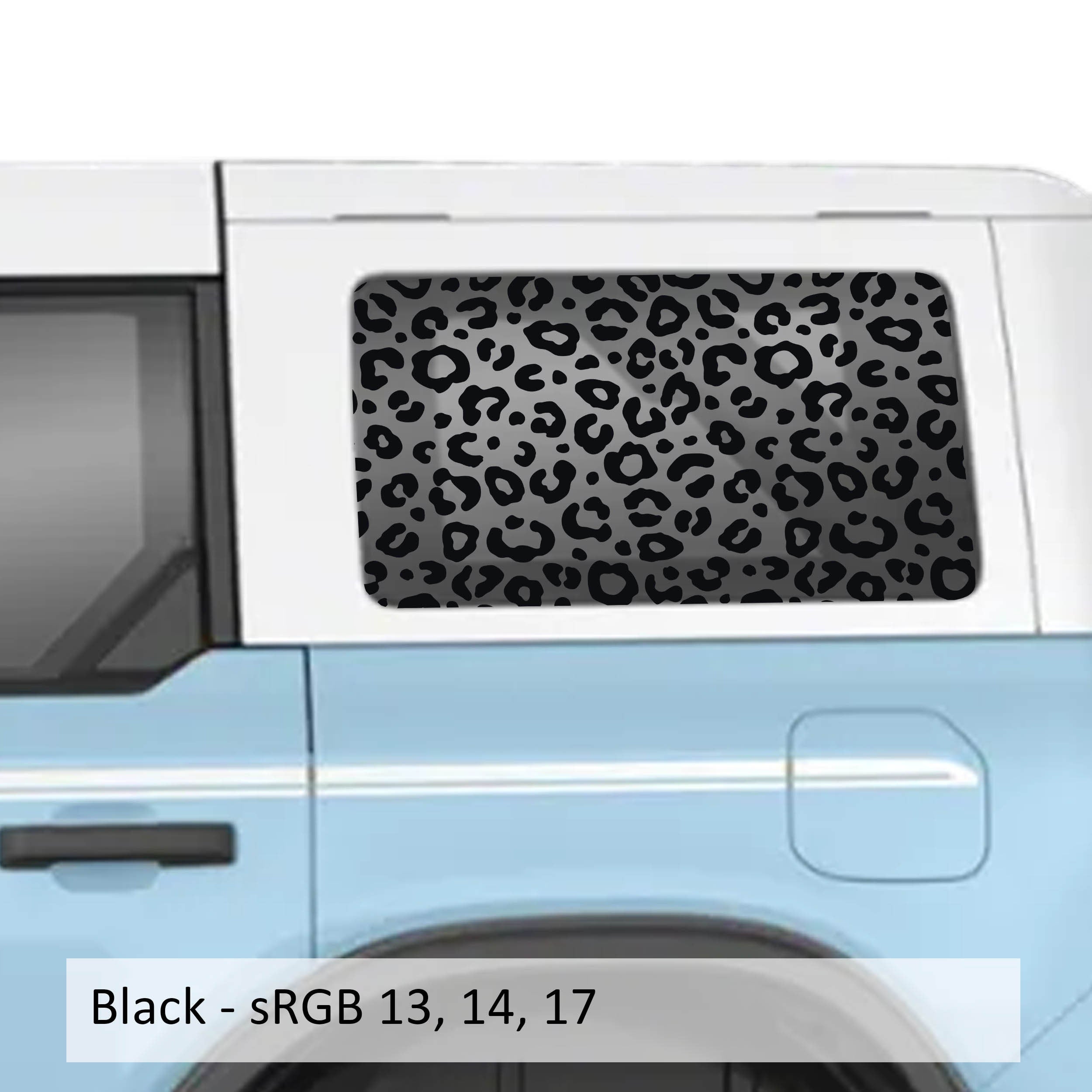 Leopard Print Rear Quarter Window Decals Fits 2021+ 4 Door Bronco Hardtops