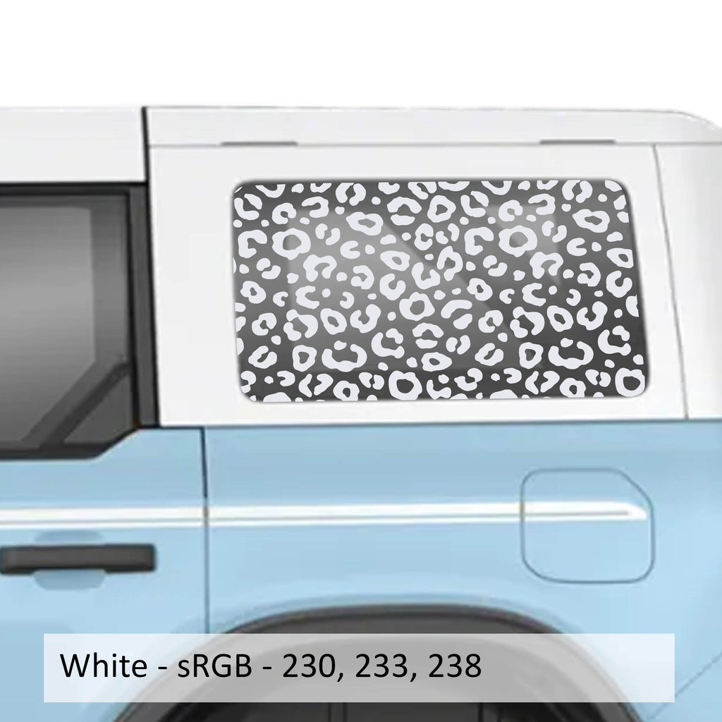 Leopard Print Rear Quarter Window Decals Fits 2021+ 4 Door Bronco Hardtops