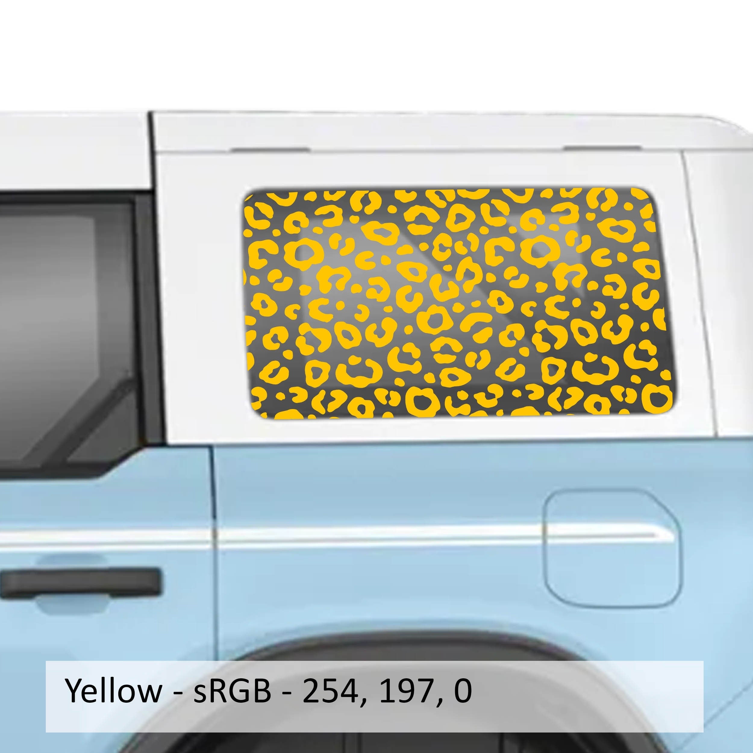 Leopard Print Rear Quarter Window Decals Fits 2021+ 4 Door Bronco Hardtops