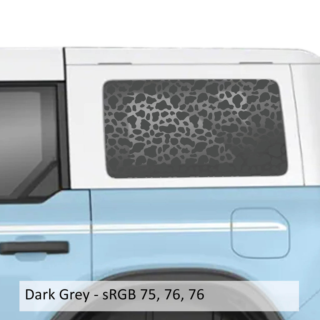 Cow Print Rear Quarter Window Decals Fits 2021+ 4 Door Bronco Hardtops