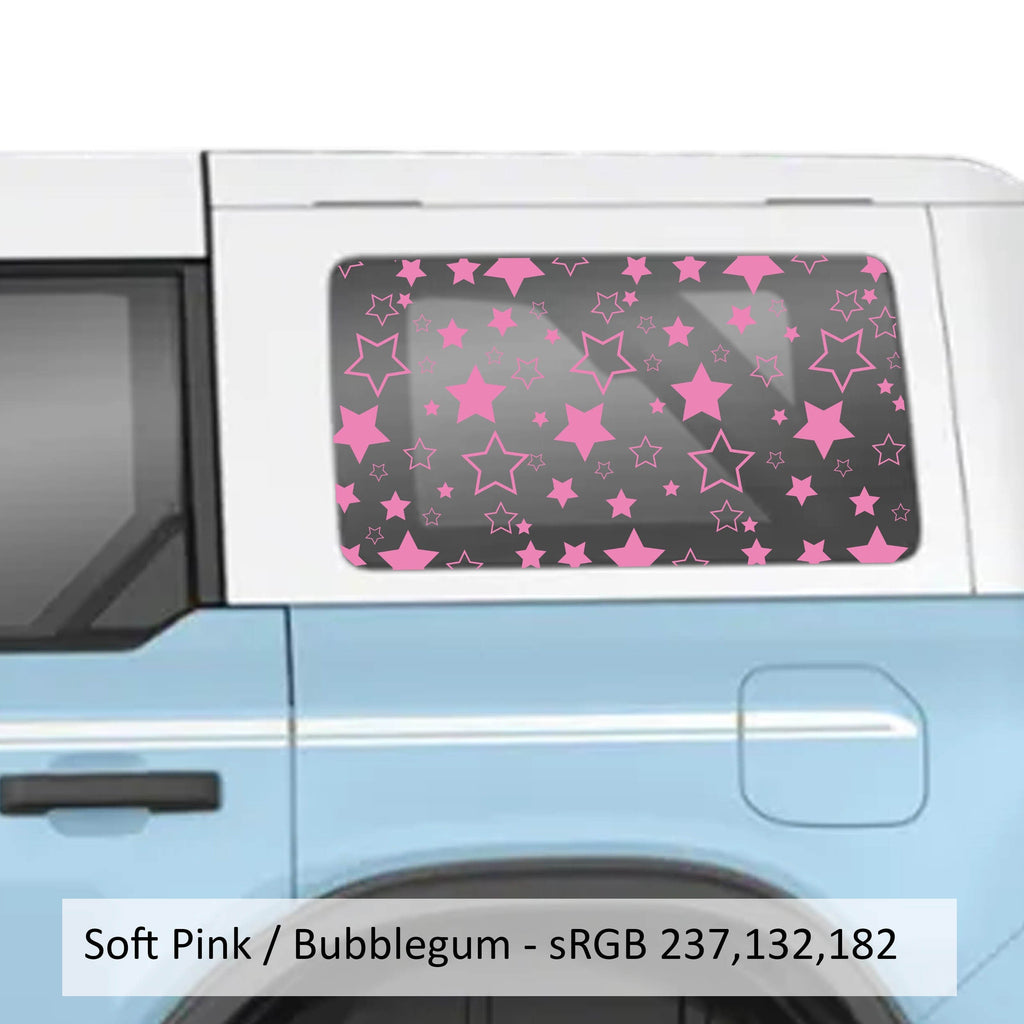 Starfield Pattern Rear Quarter Window Decals Fits 2021+ 4 Door Bronco Hardtops