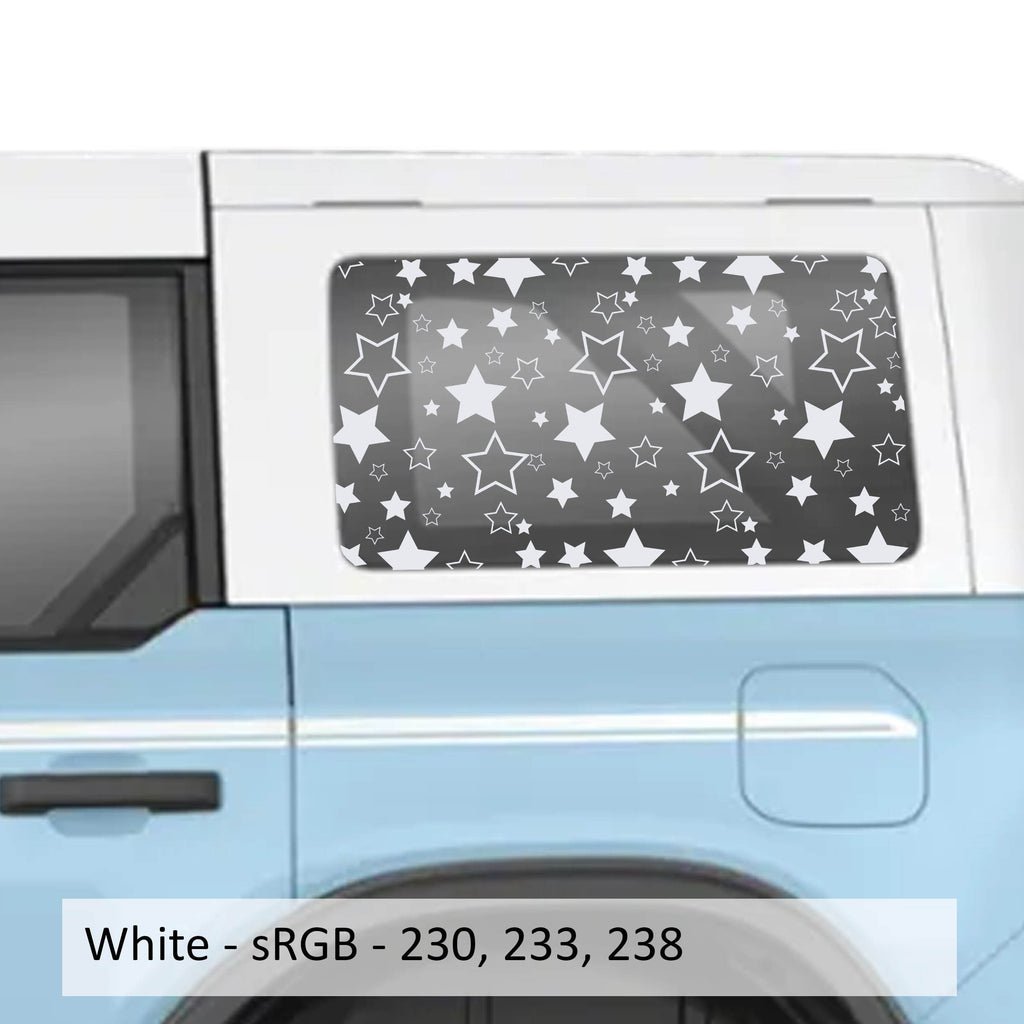 Starfield Pattern Rear Quarter Window Decals Fits 2021+ 4 Door Bronco Hardtops