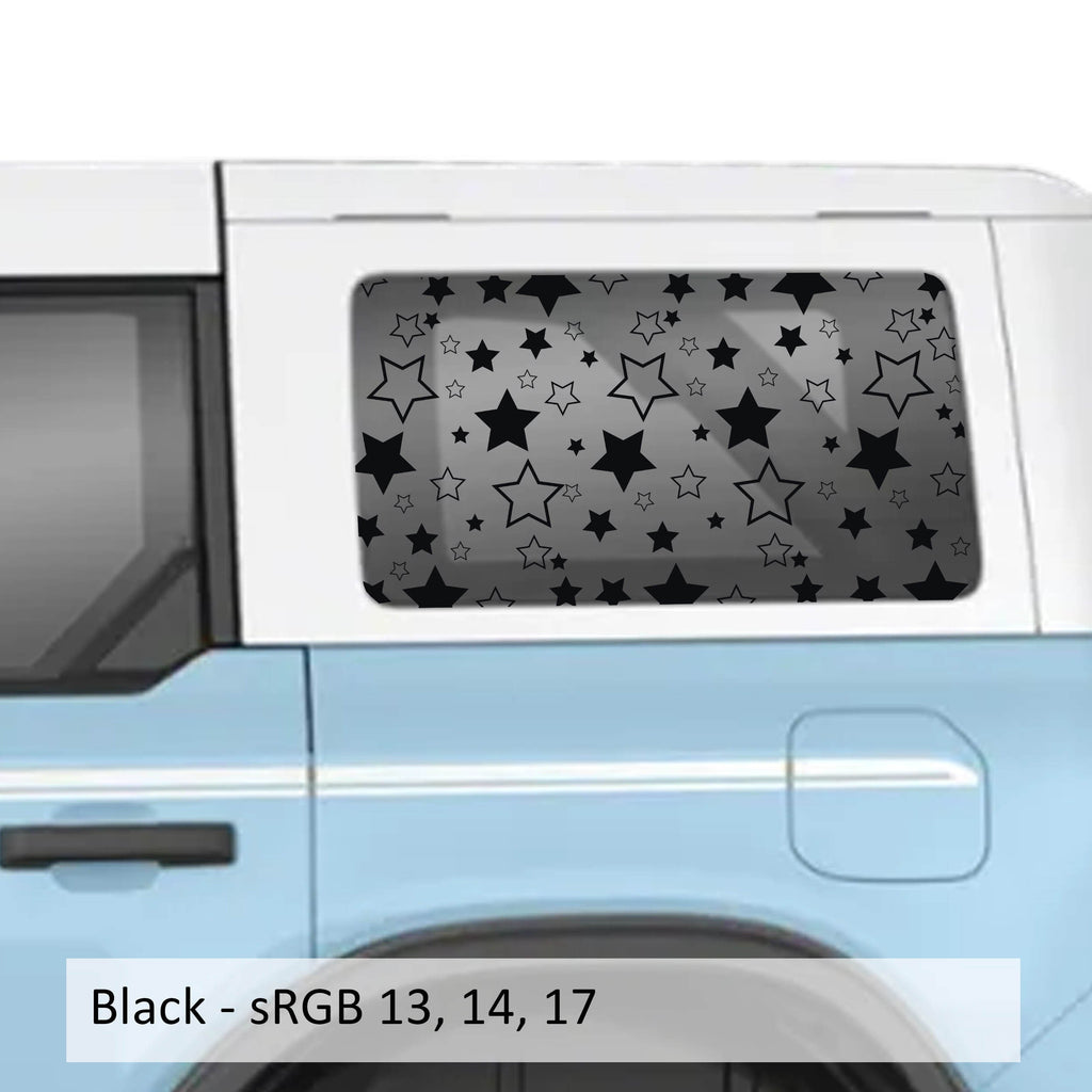 Starfield Pattern Rear Quarter Window Decals Fits 2021+ 4 Door Bronco Hardtops
