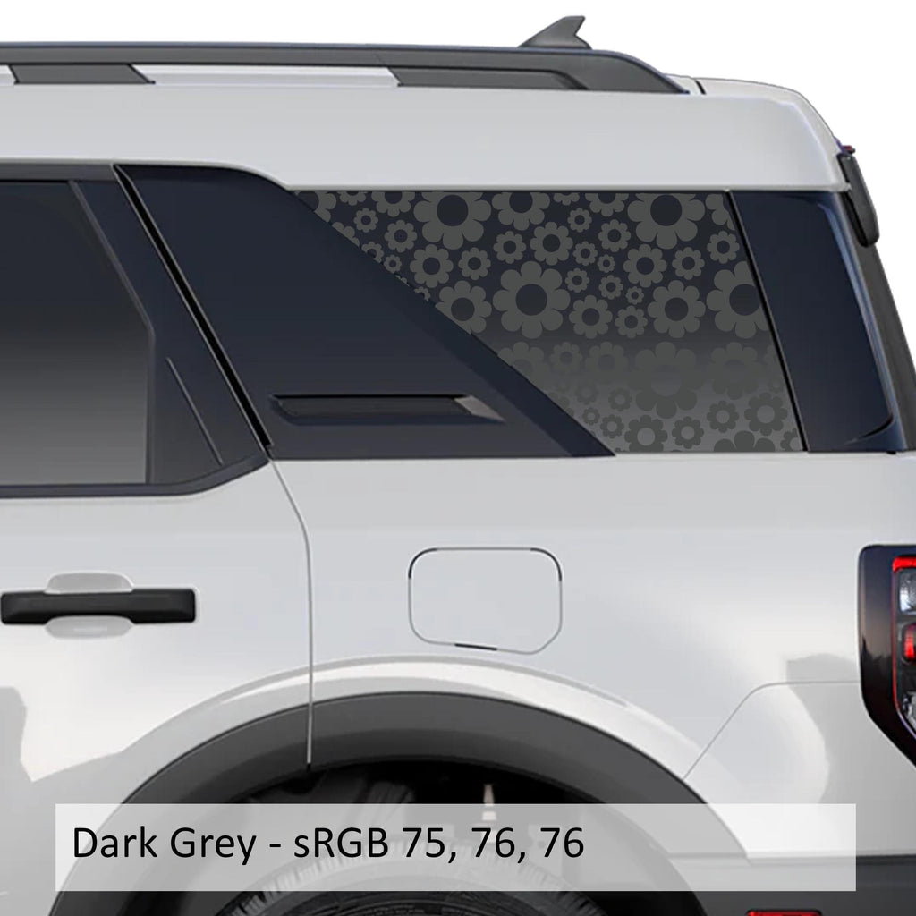 Daisy Flower Quarter Window Decals | Fits 2021+ Ford Bronco Sport | Floral Rear Window Graphic Set for SUV Customization