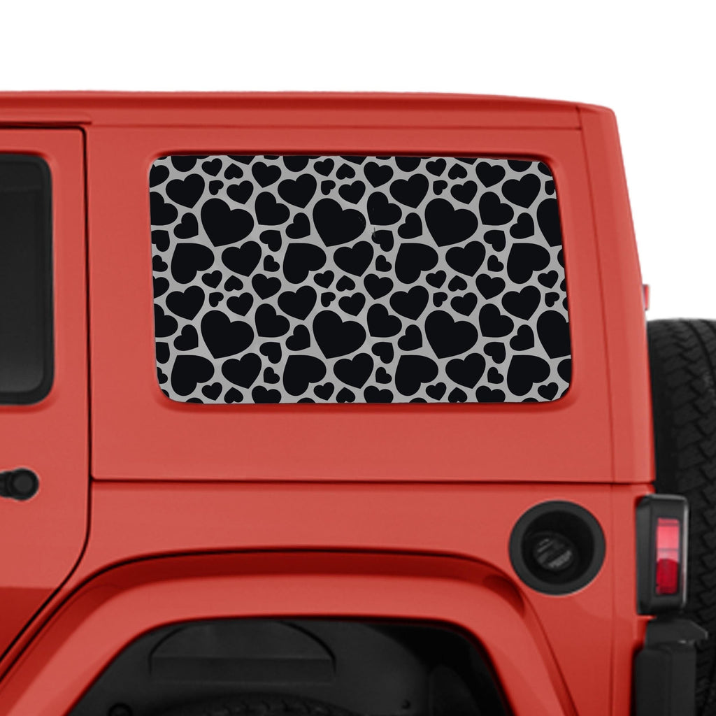 Heart Pattern Hardtop Window Decal Set - Fits Jeep Wrangler JKU 2007 - 2018