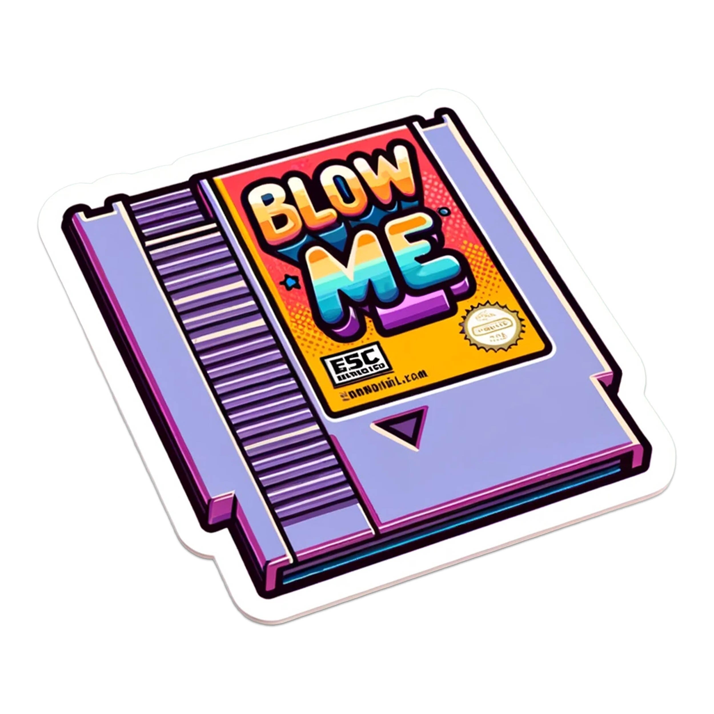 Retro Blow Me Game Cartridge Vinyl Sticker | Funny 90s Gamer Decal for Laptop, Water Bottle, Console, or Journal | Nostalgic Nerd Gift